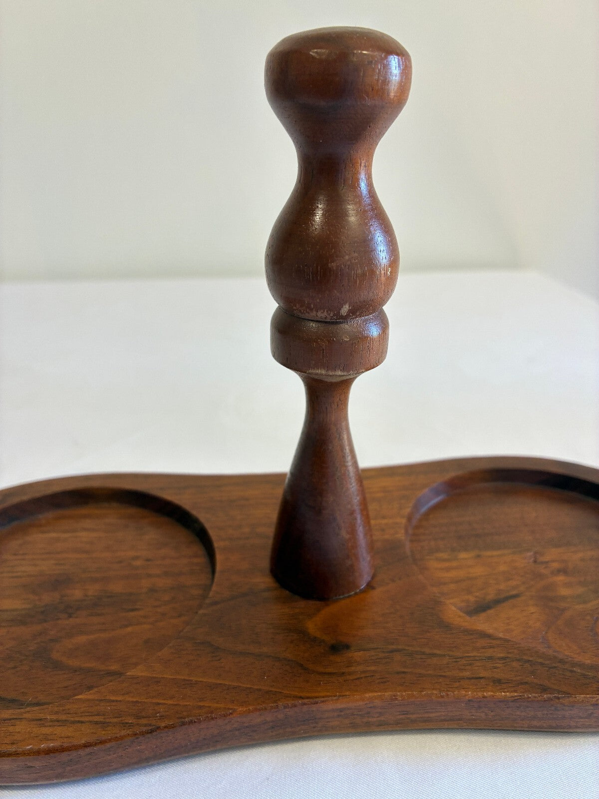 Vintage Ozark Walnutware Solid Walnut Condiment Caddy | Mid Century Wood Holder