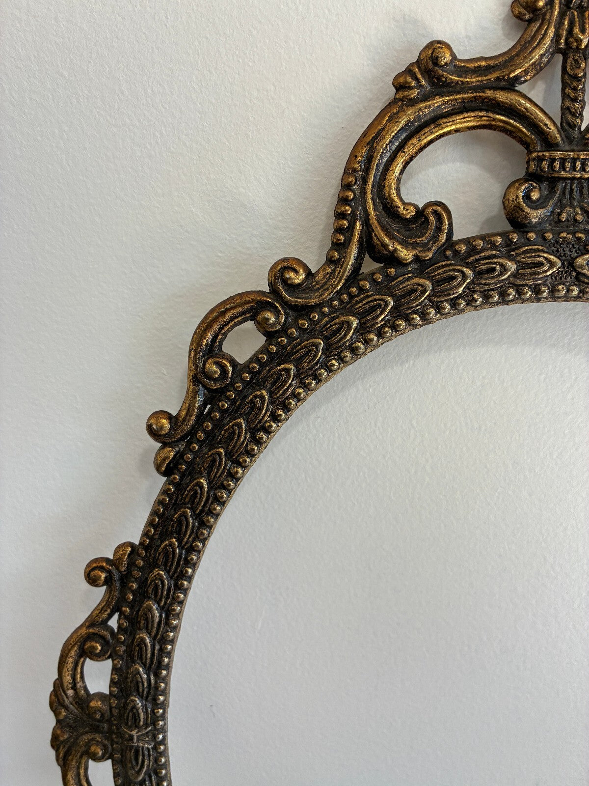 Vintage Ornate Solid Brass Oval Frame, Baroque Rococo Style, Hollywood Regency