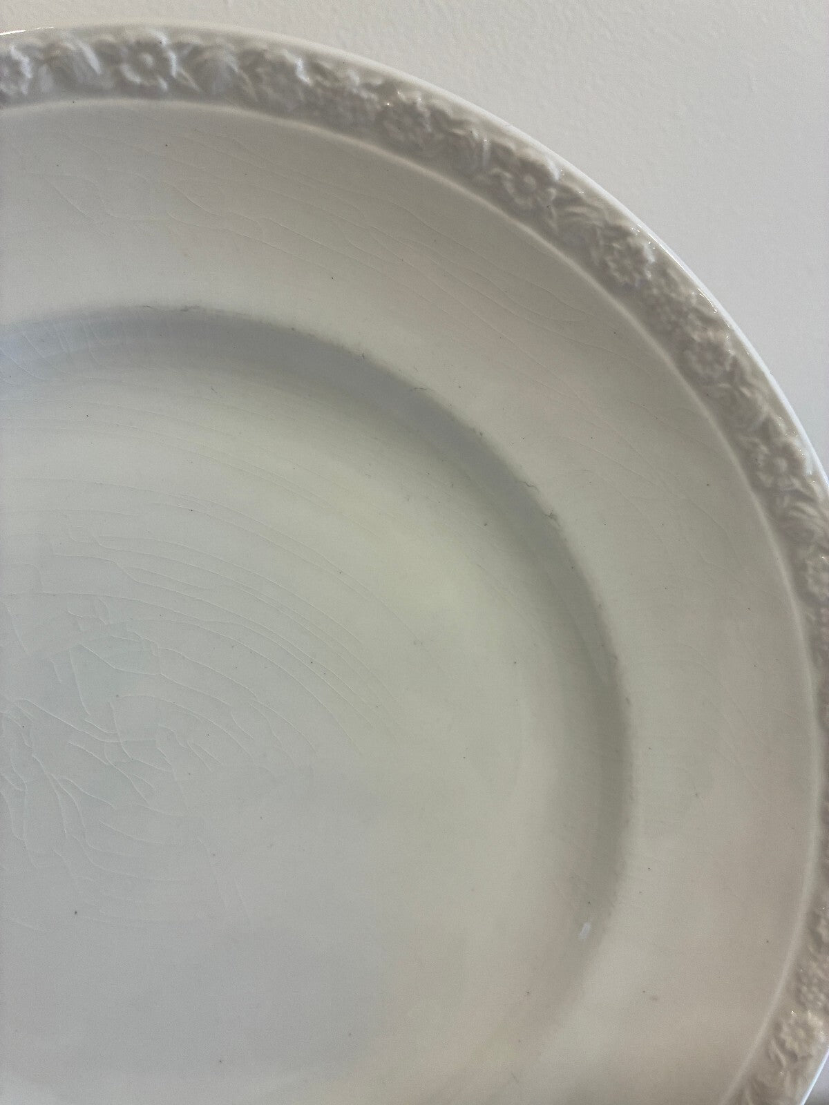 Vintage Wedgwood White English Ironstone Dinner Plates Set of 10, Embossed Edges
