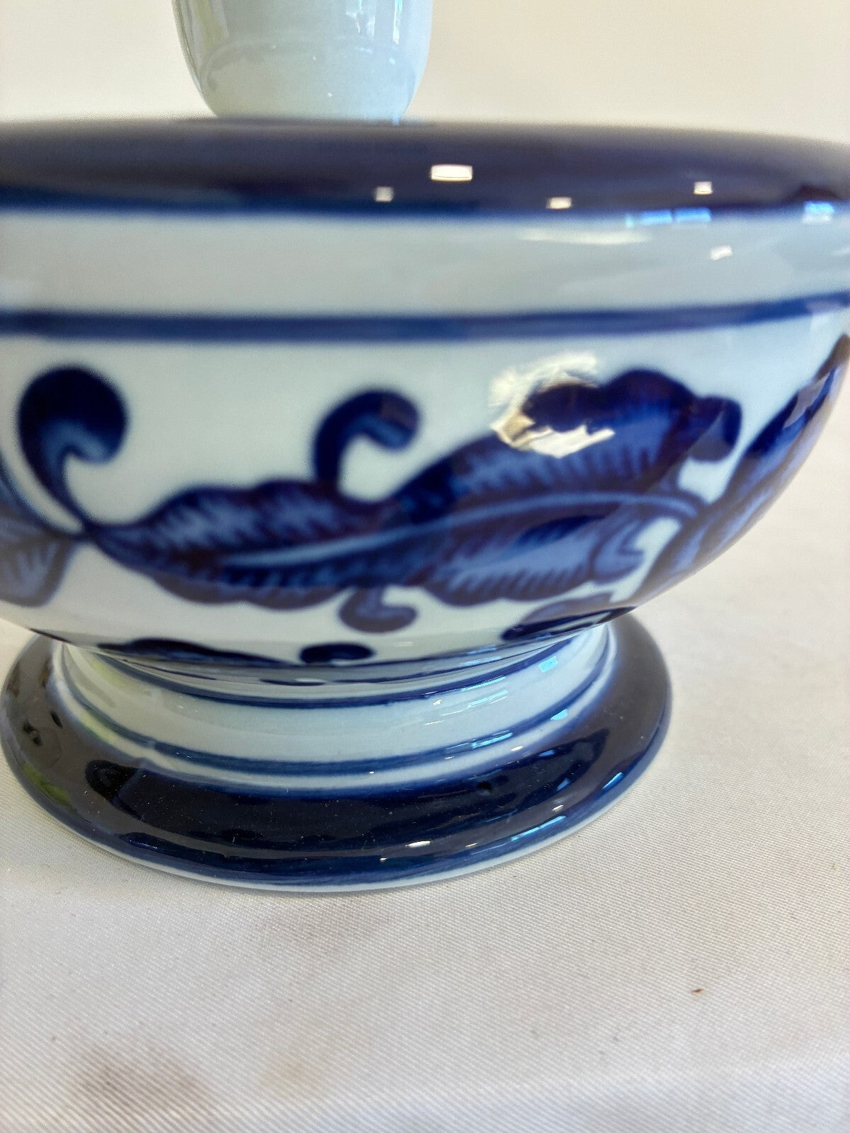 Vintage The Bombay Company Blue and White Lidded Dish, Chinoiserie Trinket Bowl