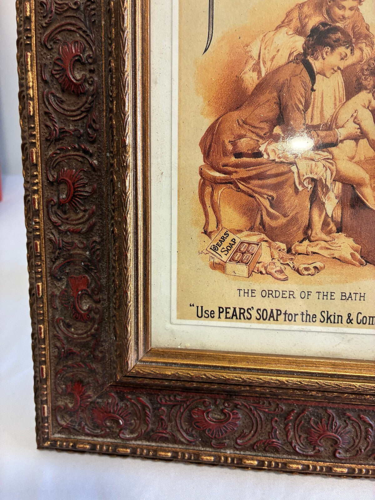 Vintage Framed Pears Soap Advertising Print, Victorian Bathroom Wall Art