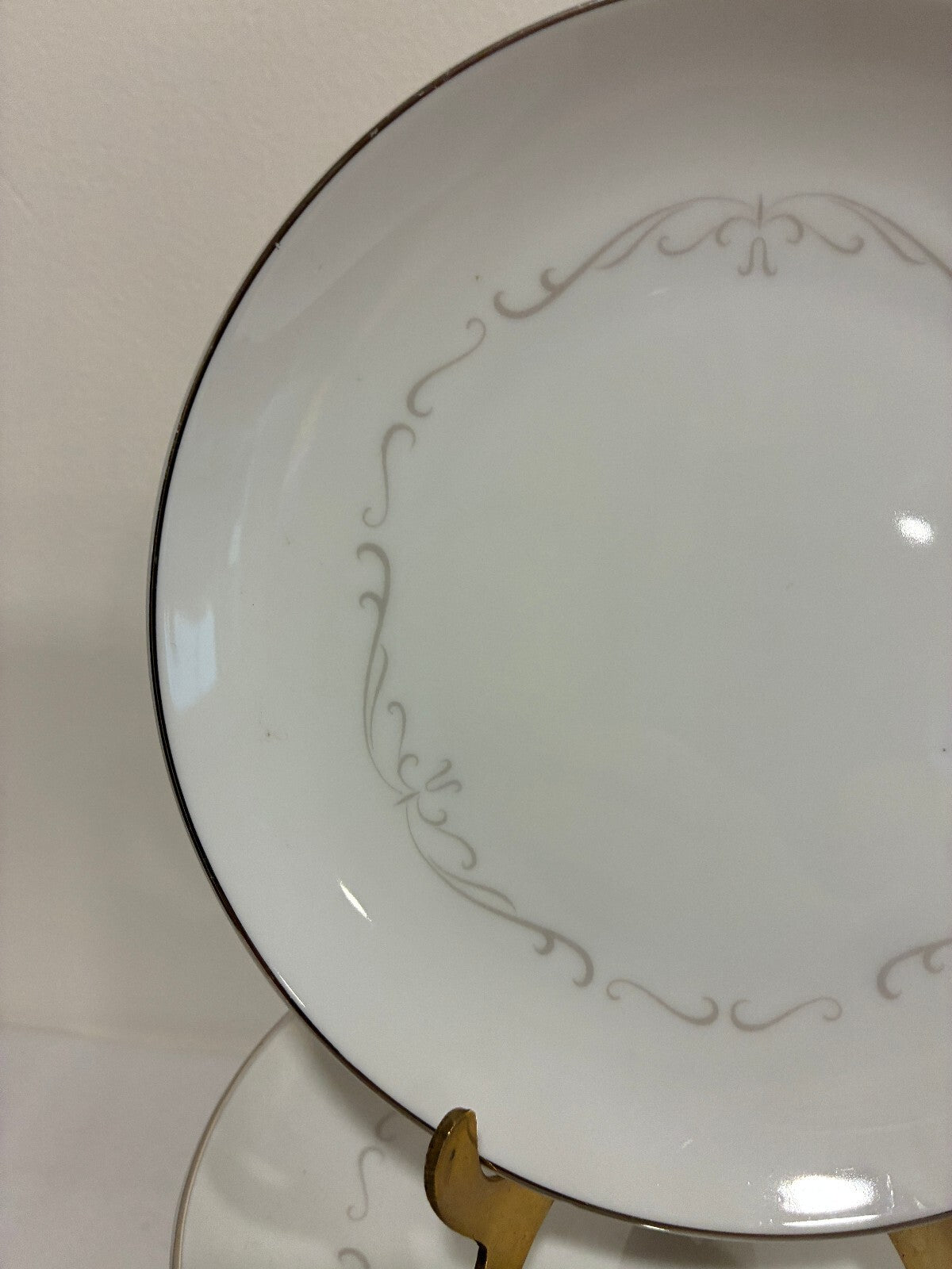 12 Vintage Kimberly Fine China Trianon Bread Plates, Platinum Trim, Japan
