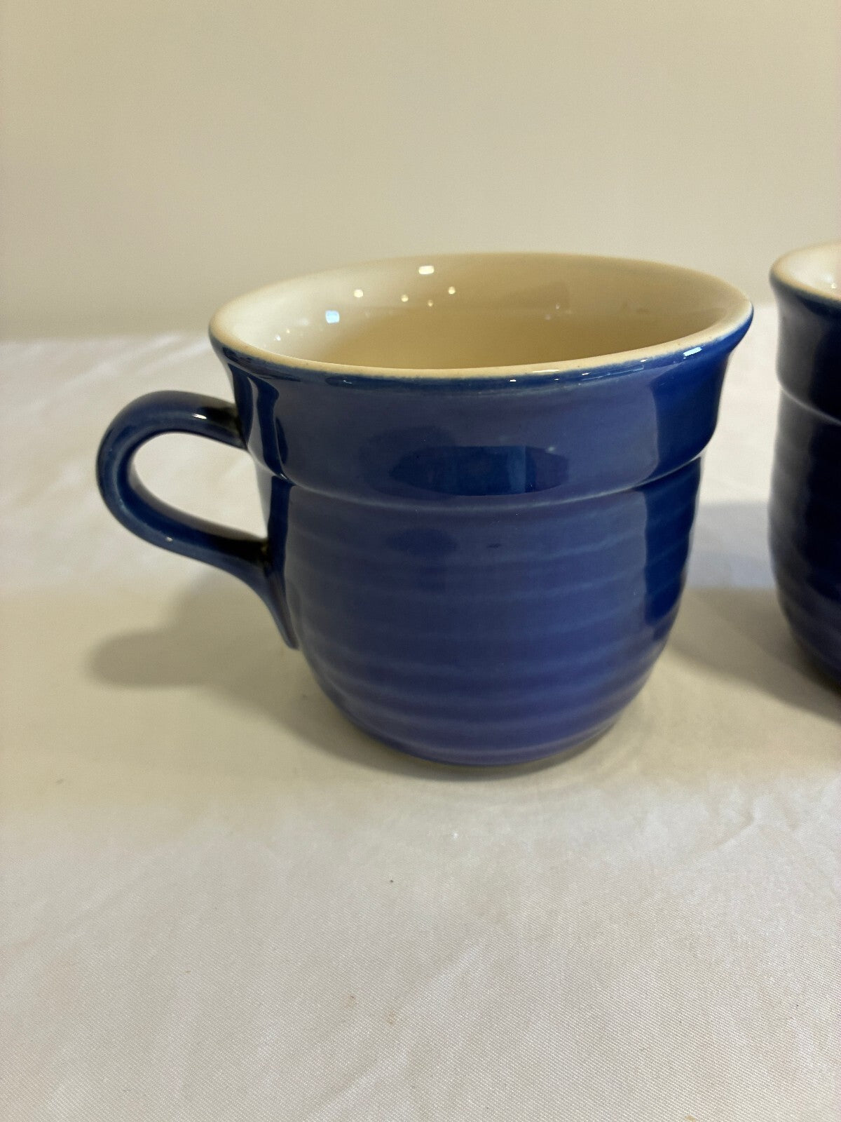 Vintage Emile Henry Cobalt Blue Stoneware Mugs, Set of 2 | Made in France