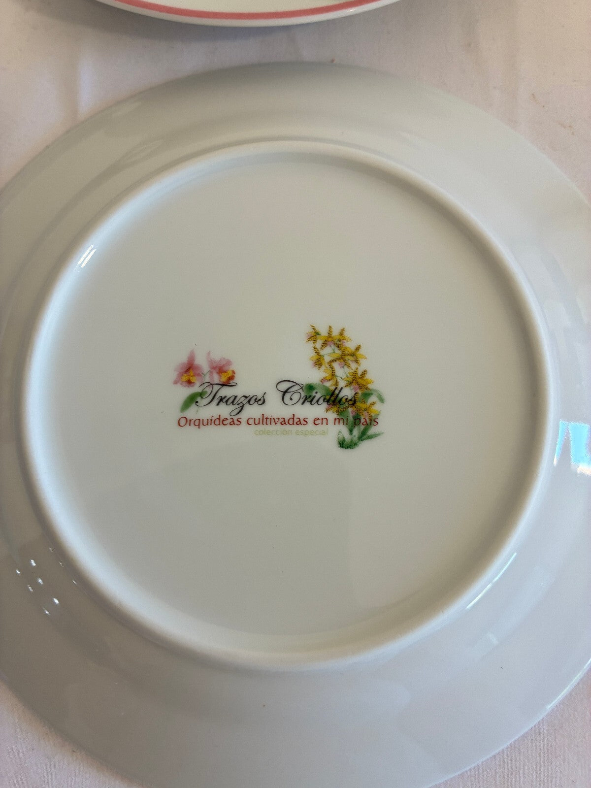 Vintage Trazos Criollos Orchid Plates, Set of 4, Dominican Republic
