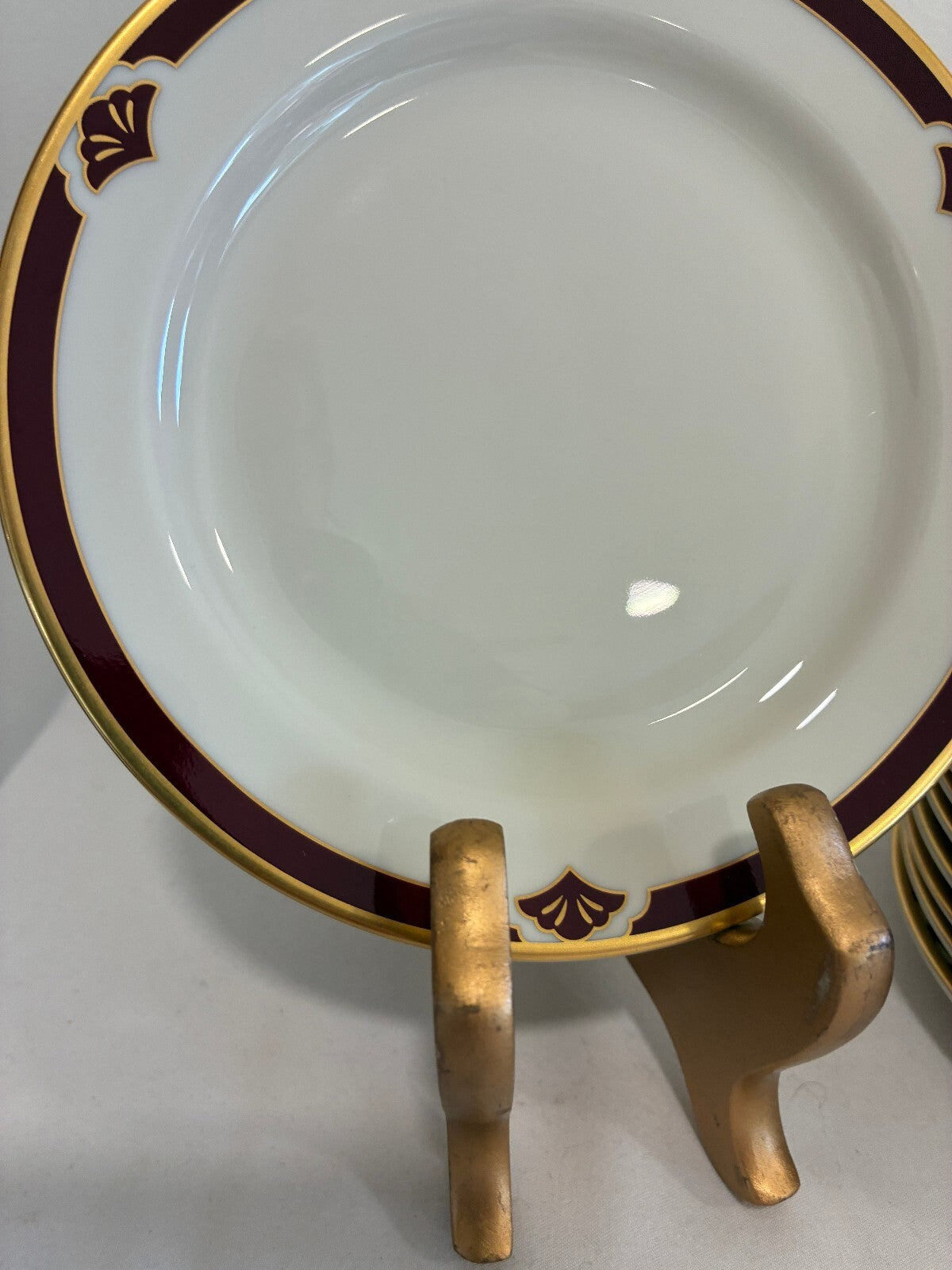Vintage Pickard Fine China Bread Plates, Set of 8, Burgundy & Gold