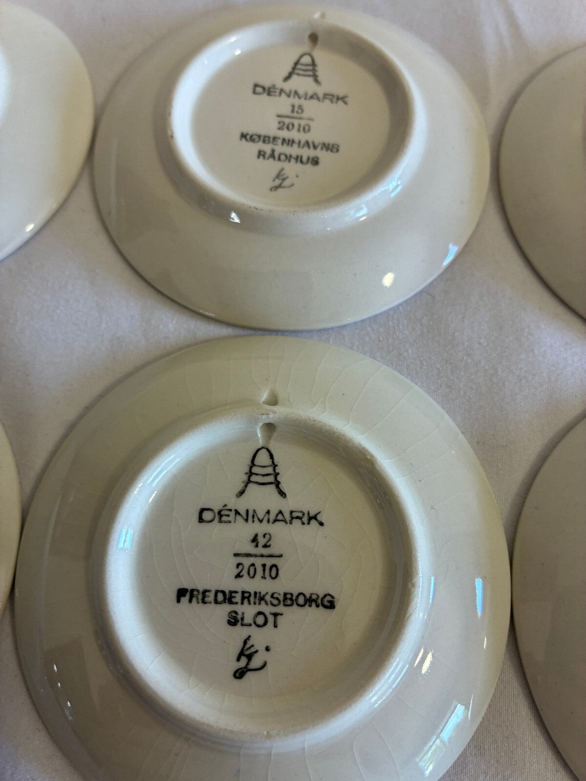 Vintage Danish Blue & White Mini Plates, Set of 6 Copenhagen Landmarks