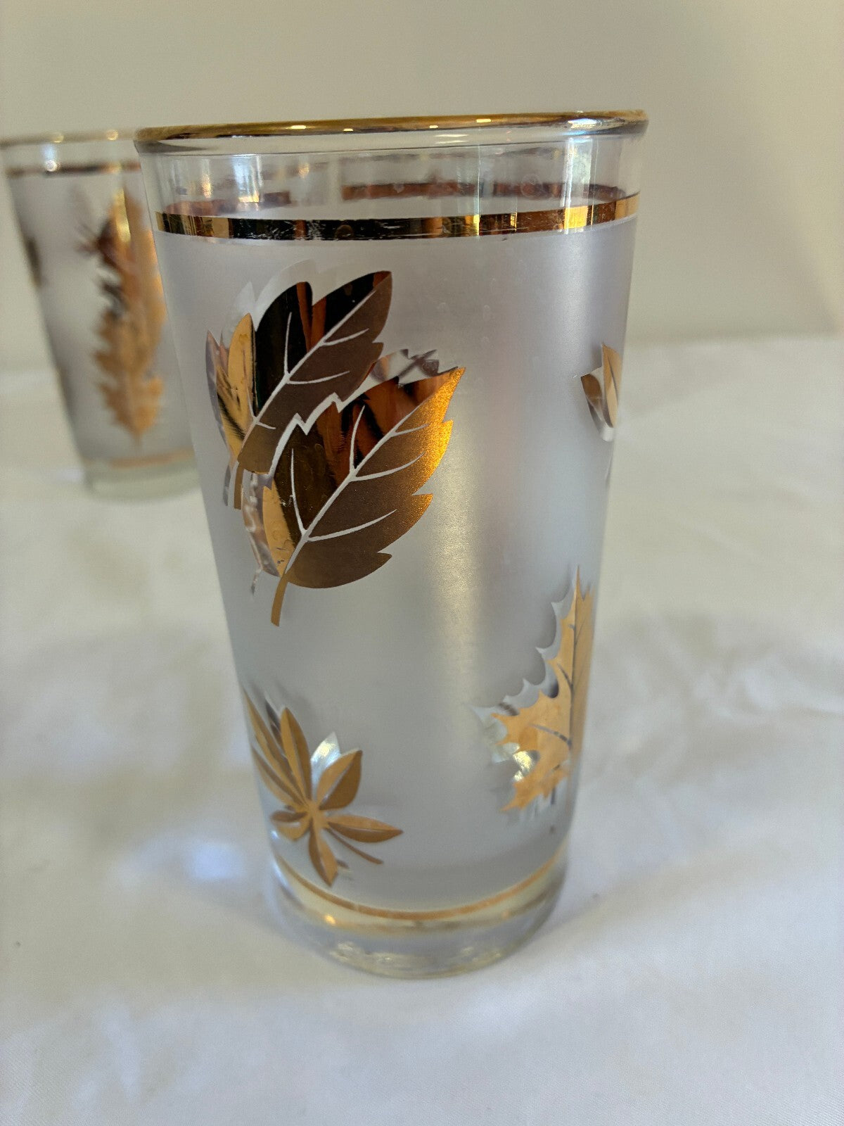 Vintage Libbey Gold Leaf Glasses Set of 5 | Culver Style Tumblers | MCM Barware
