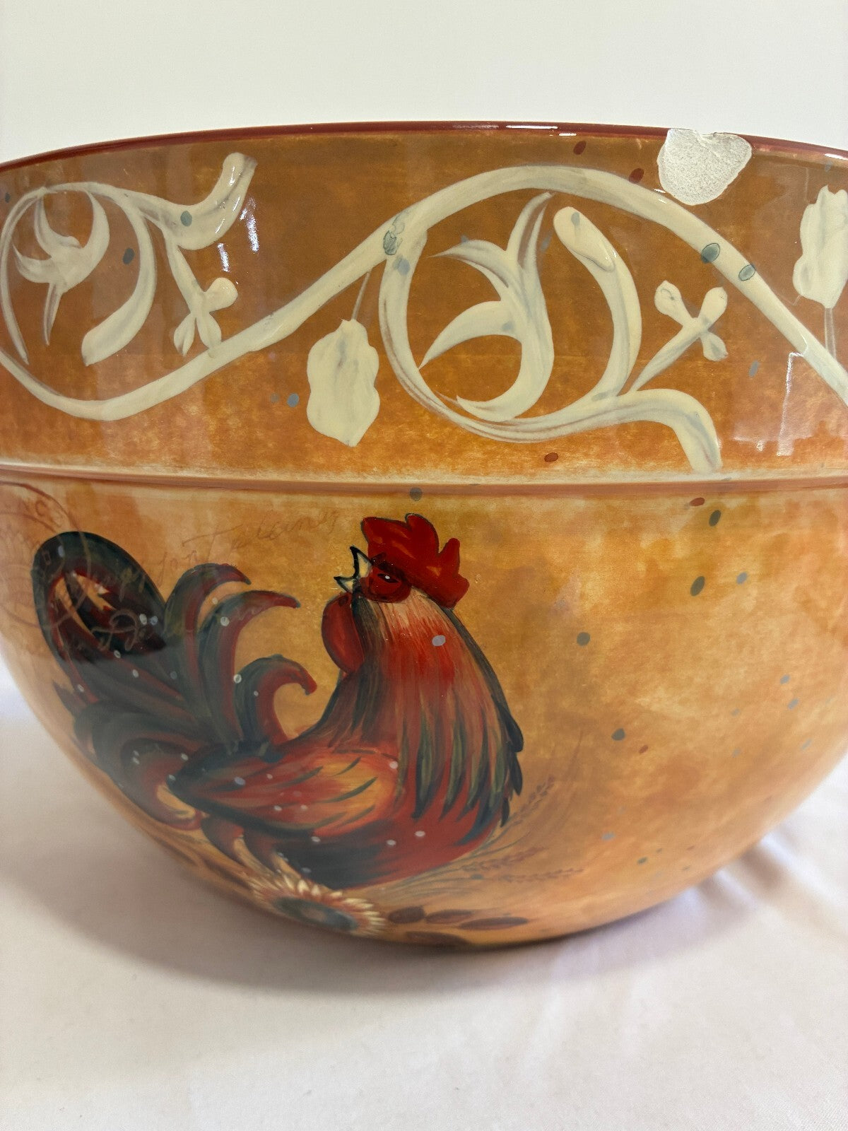 Certified International "Golden Rooster" Large Mixing Bowl by Geoffrey Allen