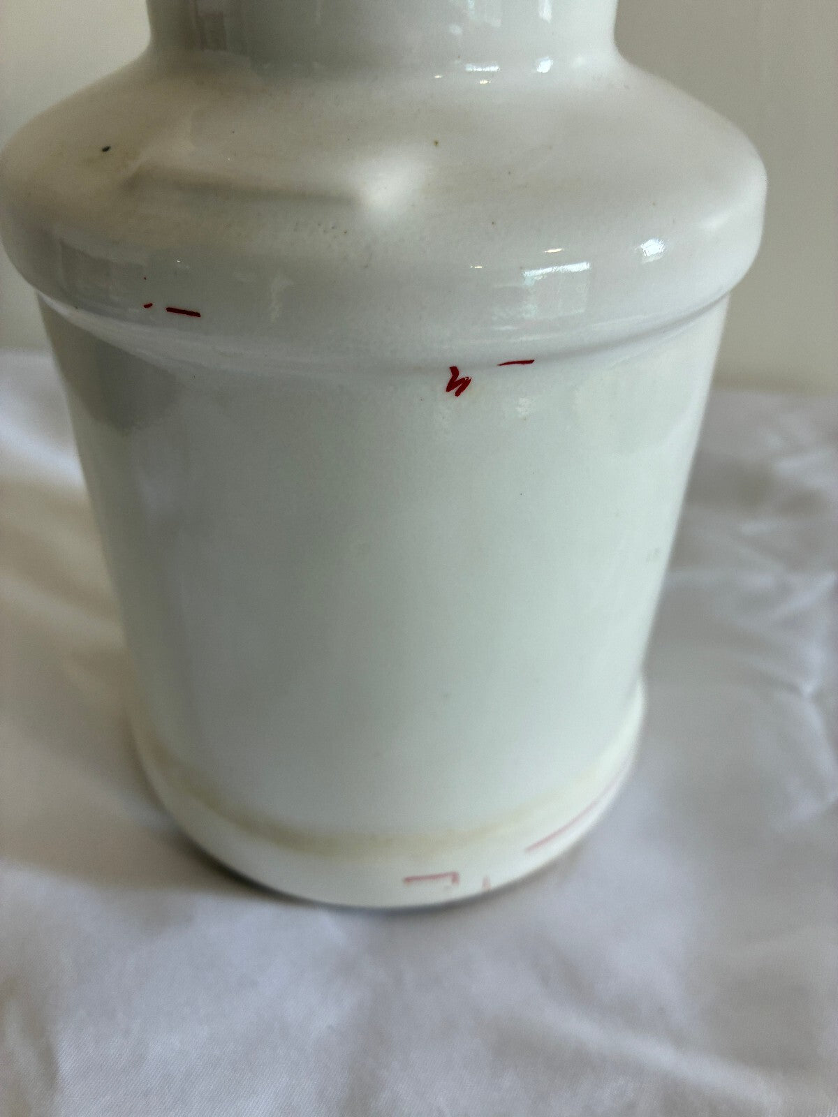 Vintage Ceramic Cream Canister with Lid, White Kitchen Storage Jar, Farmhouse Pantry Container