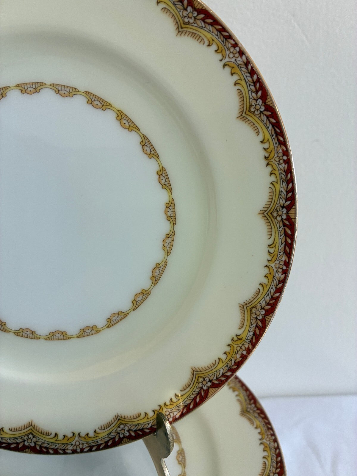Vintage Meito China Celestine Bread Plates, Set of 12, Rust Red and Gold