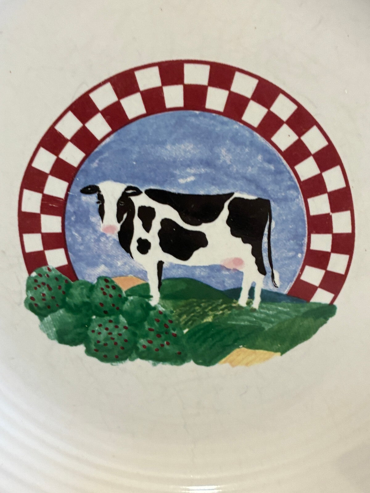 Vintage Fannie's Farm Cow Salad Plates, Set of 2, Century Stoneware