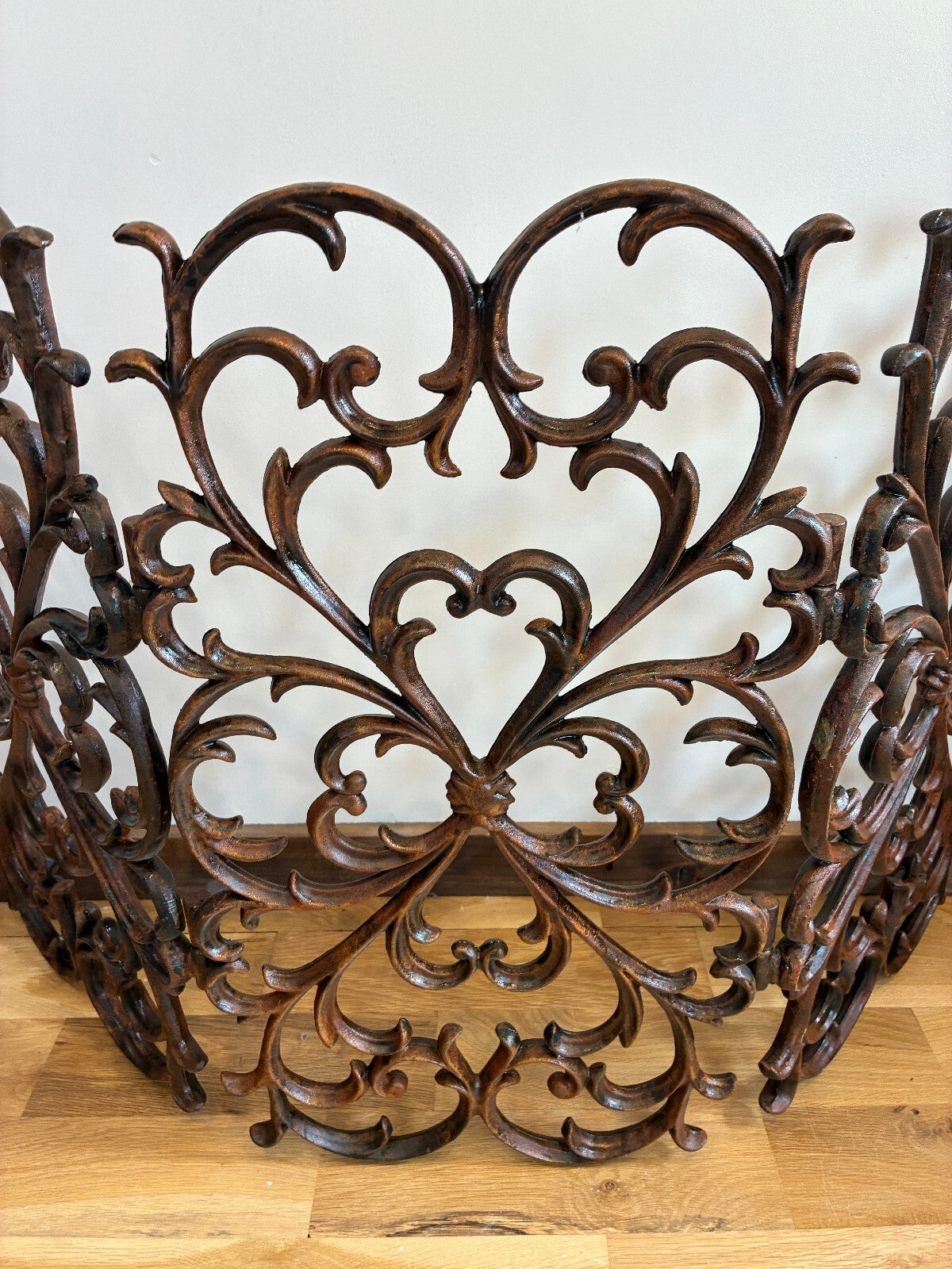 Vintage Large Cast Iron Fireplace Screen Ornate Scrollwork