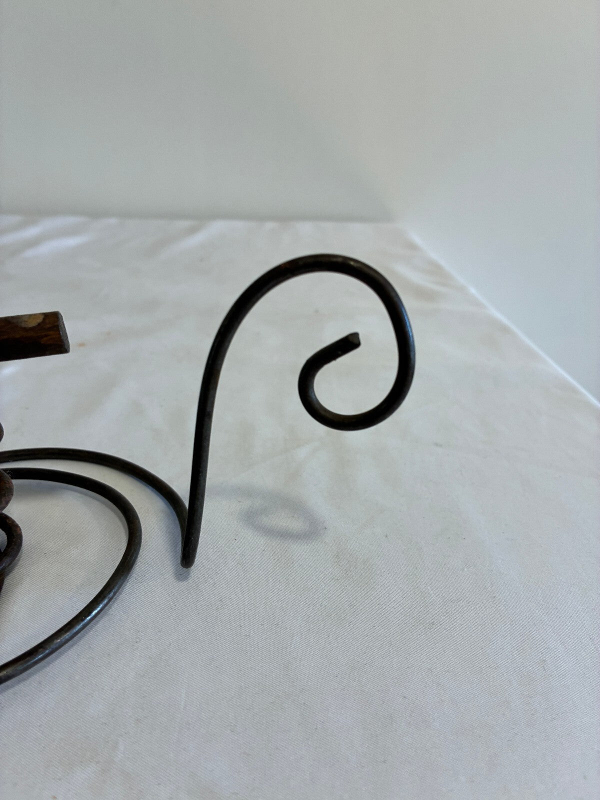 Vintage Spiral Courting Candle Holder, Iron and Wood Adjustable Candlestick