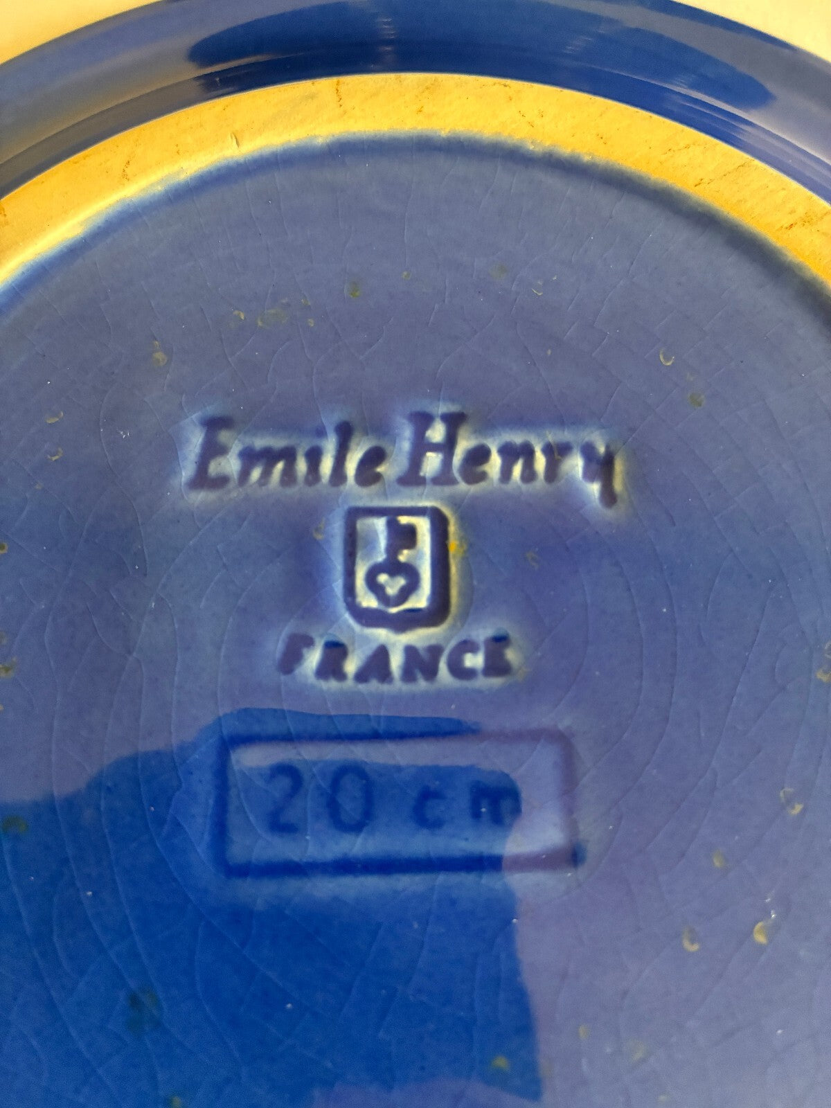 Vintage Emile Henry France Cobalt Blue Salad Plates Set of 11 | Ribbed Stoneware
