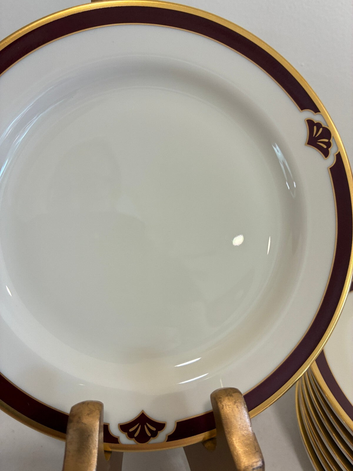 Vintage Pickard Fine China Bread Plates, Set of 8, Burgundy & Gold