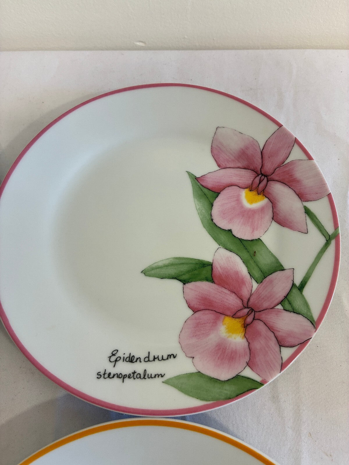Vintage Trazos Criollos Orchid Plates, Set of 4, Dominican Republic
