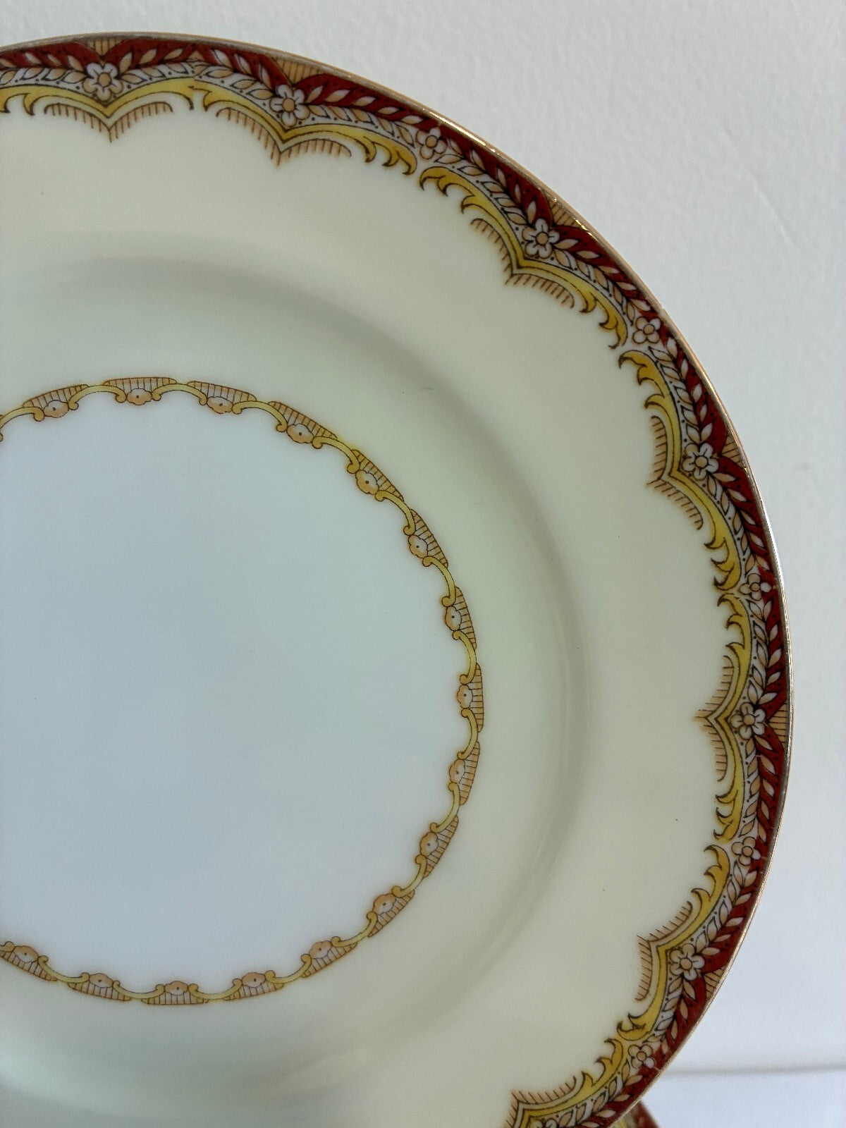 Vintage Meito China Celestine Bread Plates, Set of 12, Rust Red and Gold