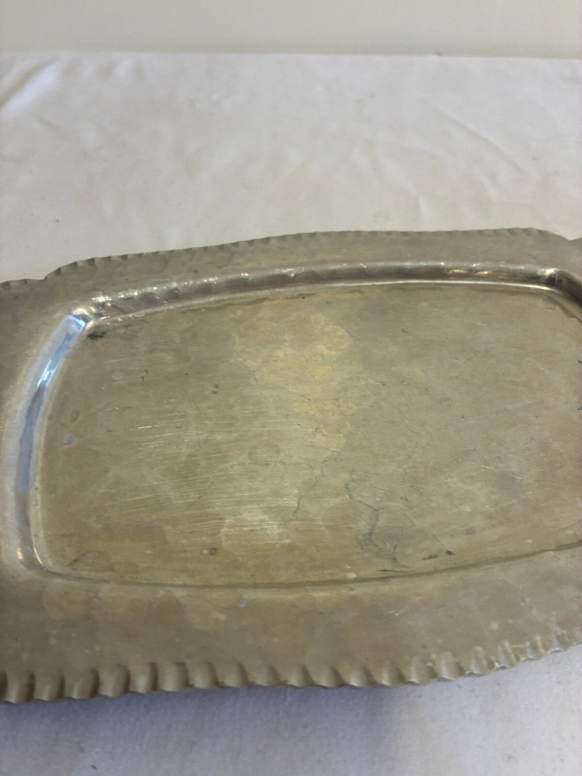 Vintage Hand Wrought Aluminum Tray with Leaf Handle by Continental Silverlook