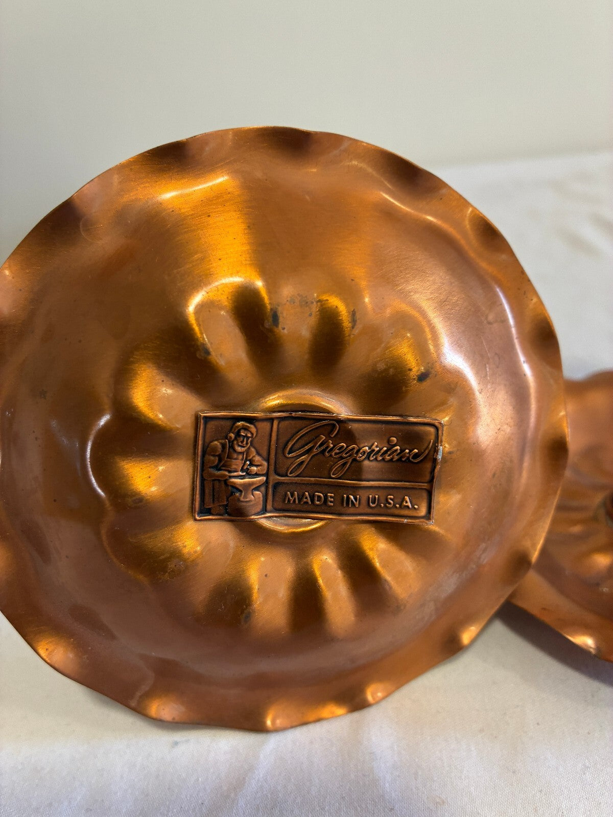 Vintage Gregorian Handmade Copper Candlestick Holders Pair | Twisted Wire Design