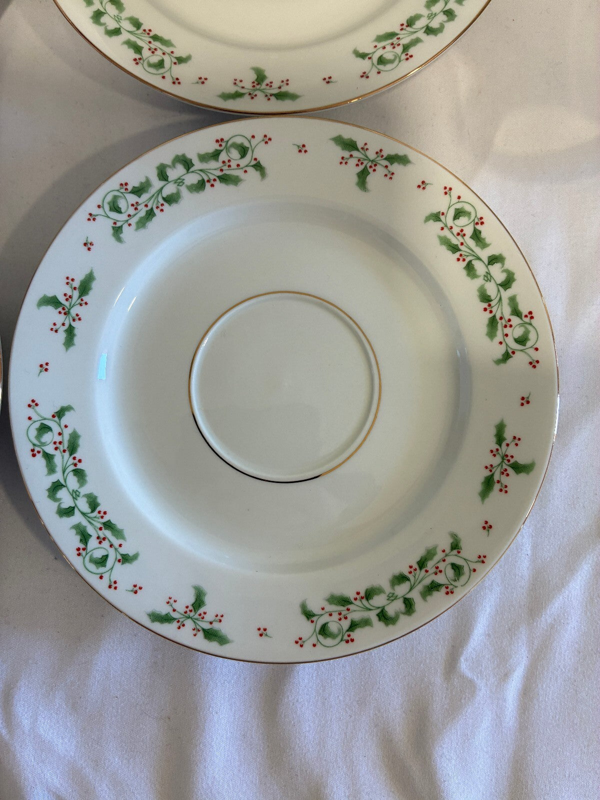 Vintage Gibson Everyday Christmas Holly Cup and Saucer Set of 6, Holiday China