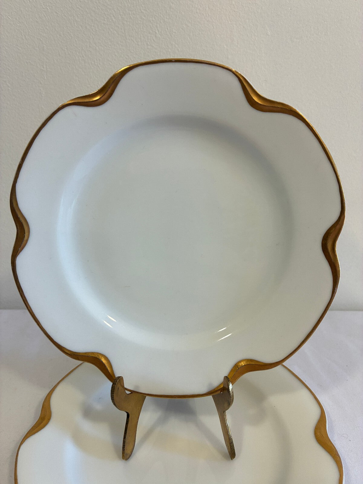 Antique Haviland & Co Limoges Gold Scalloped Rim 6.25" Plates Set of 2 France