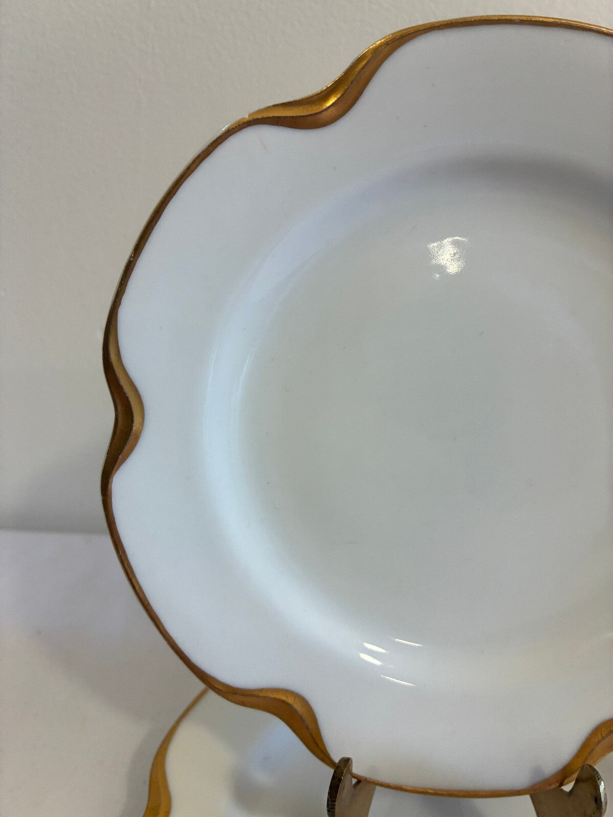Antique Haviland & Co Limoges Gold Scalloped Rim 6.25" Plates Set of 2 France