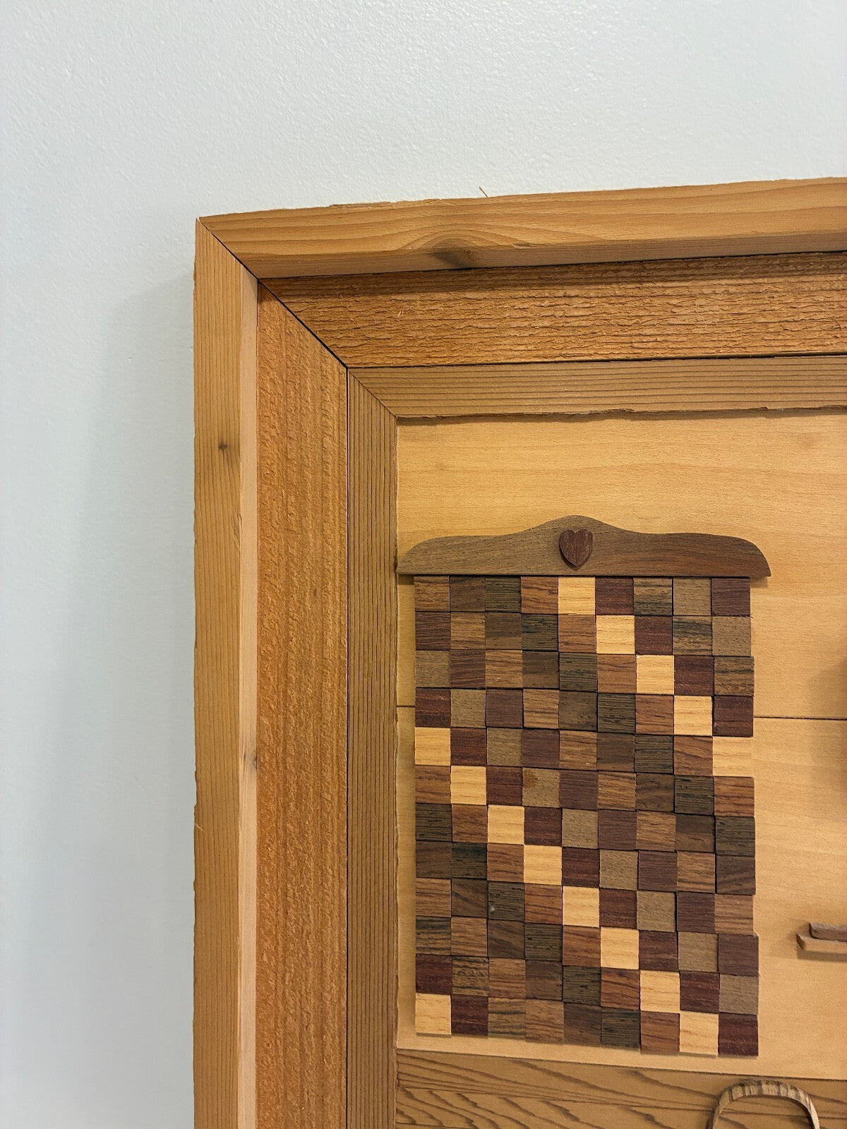 Signed Cleve Lewis Wood Marquetry Diorama "Grandma's Passion" 1994 | Handmade Folk Art