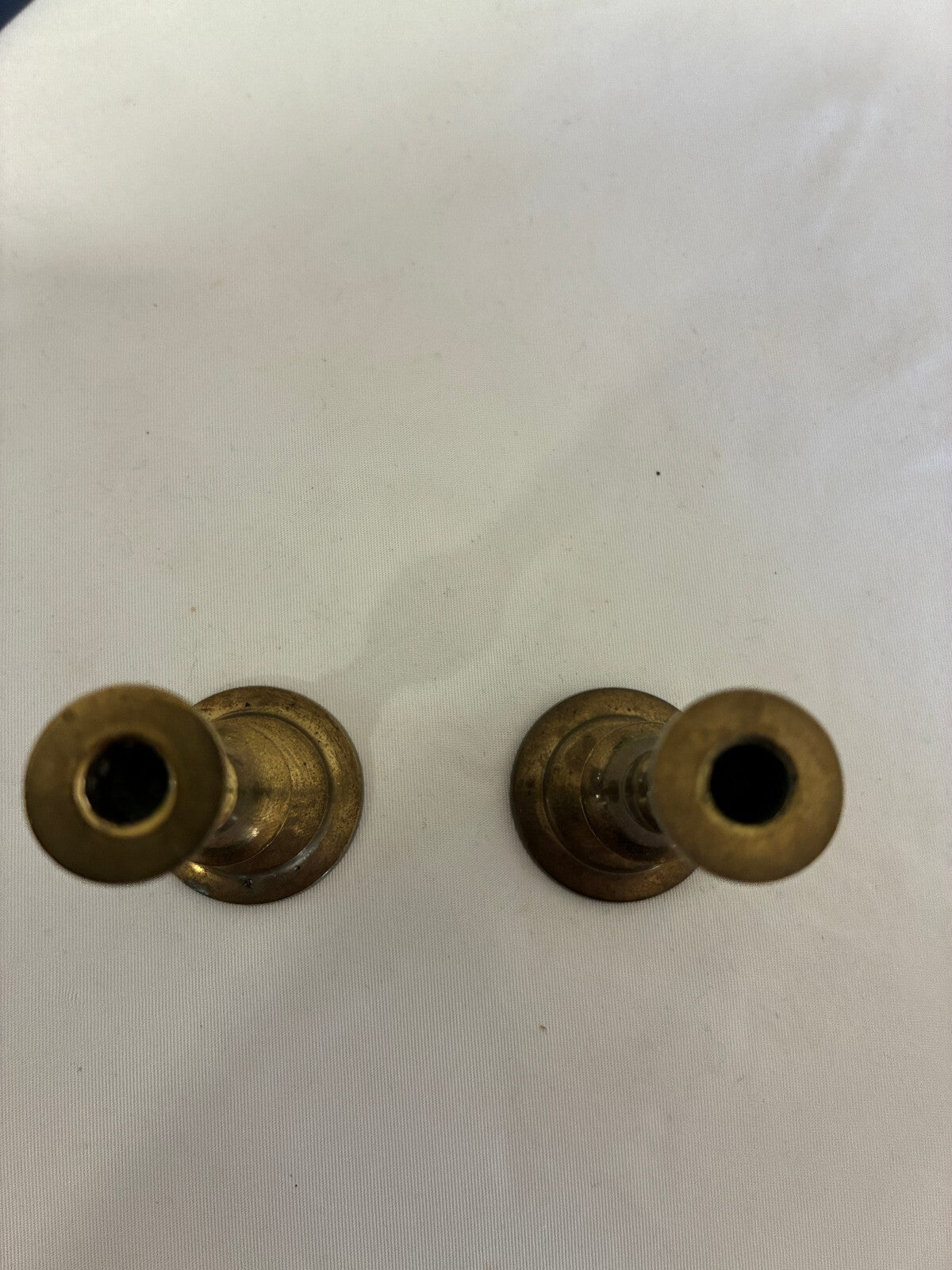 Vintage Pair of Small Brass Candlesticks, Mini Brass Candle Holders