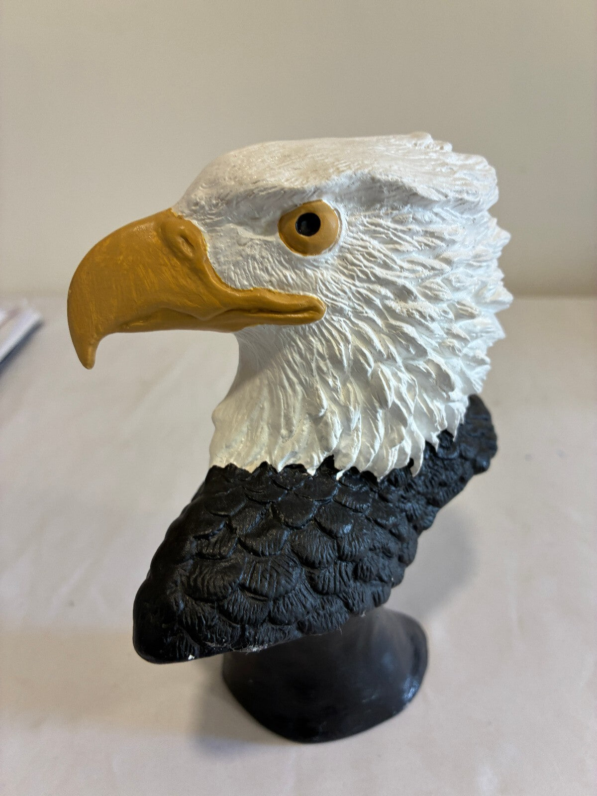 Vintage Ceramic Bald Eagle Bust Sculpture Patriotic Bird Figurine