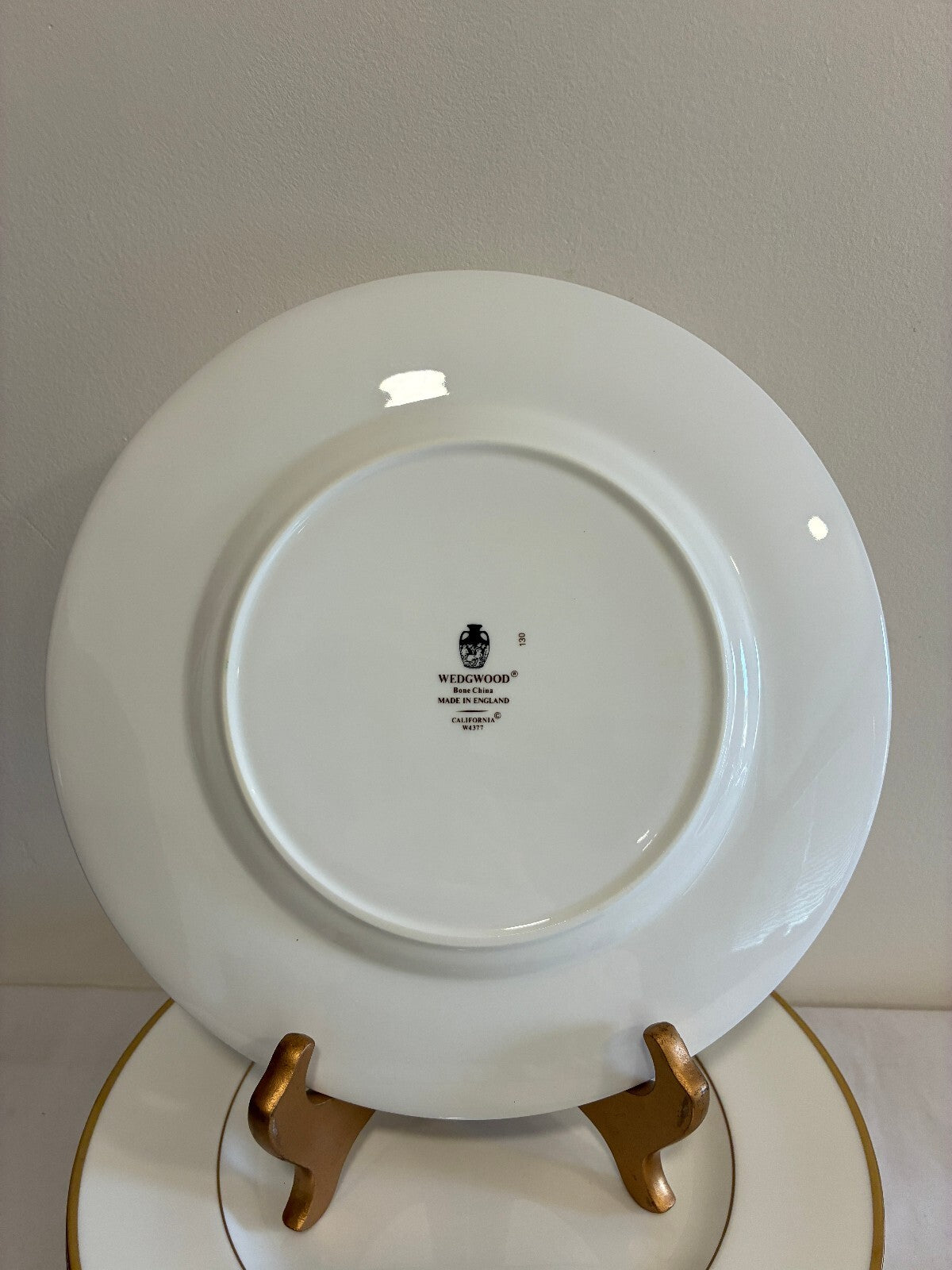 Vintage Wedgwood Bone China Dinner Plates Set of 12 with Gold Rims, England
