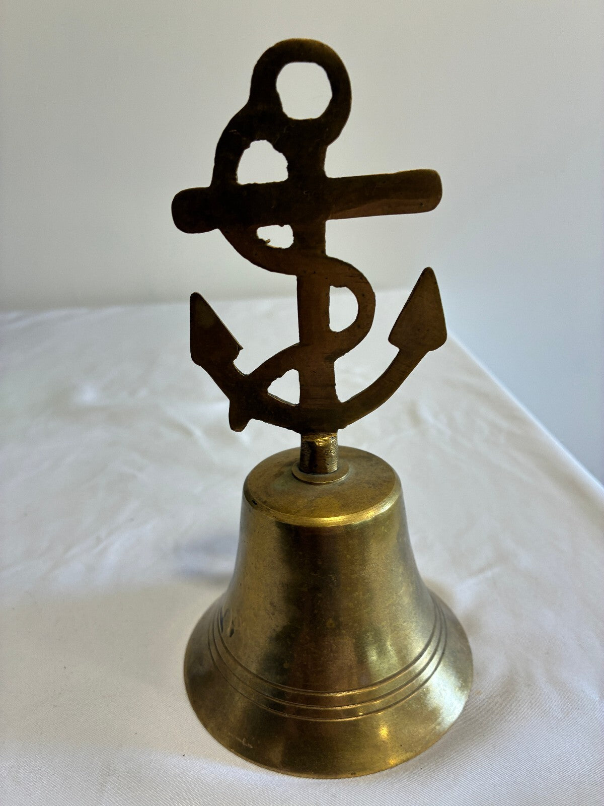 Vintage Brass Anchor Bell | Nautical Ship's Bell with Rope Detail |Made in India