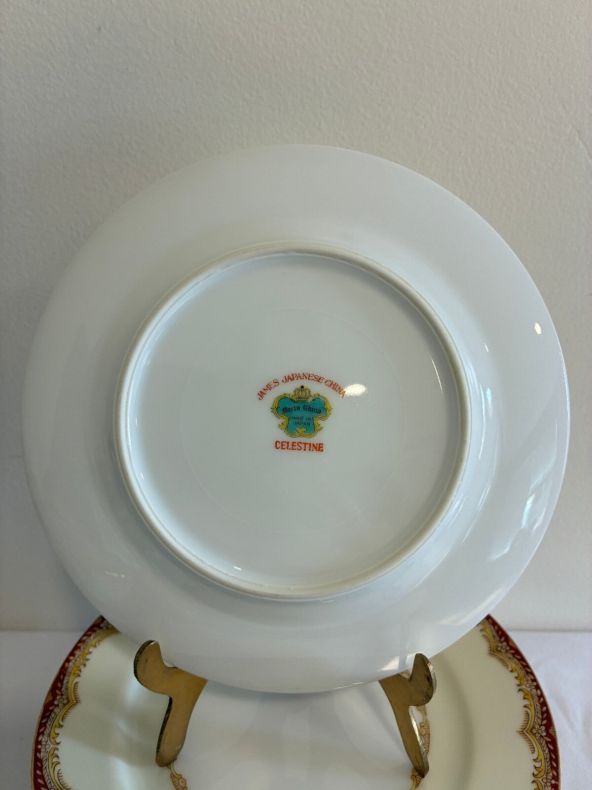 Vintage Meito China Celestine Bread Plates, Set of 12, Rust Red and Gold