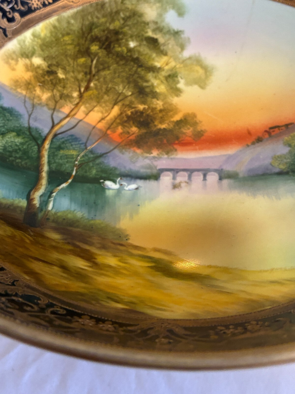 Antique Hand Painted Nippon Two-Piece Centerpiece Bowl | Early 20th Century Bowl