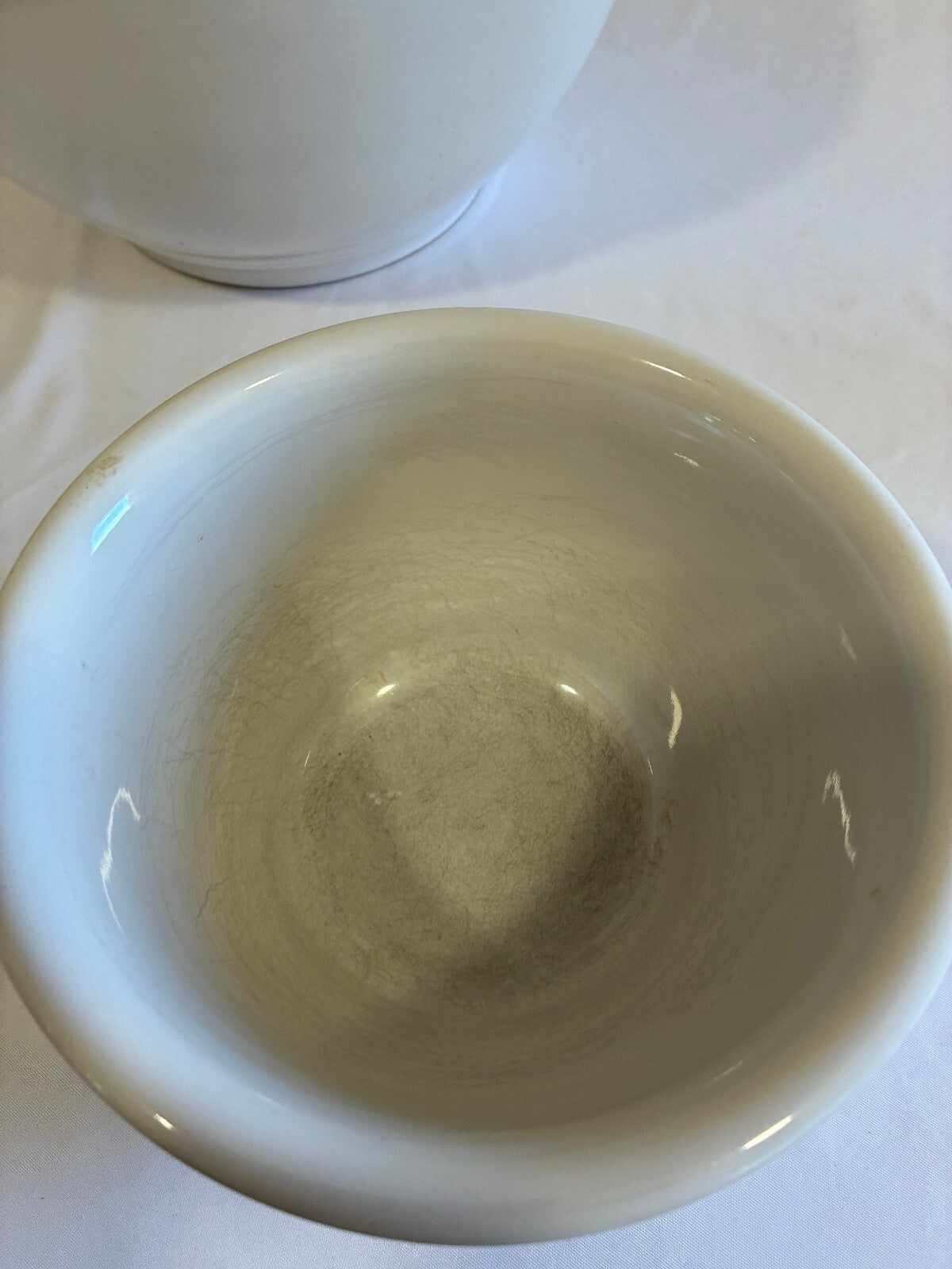 Vintage White Stoneware Nesting Mixing Bowls Set of 3 Farmhouse Kitchen