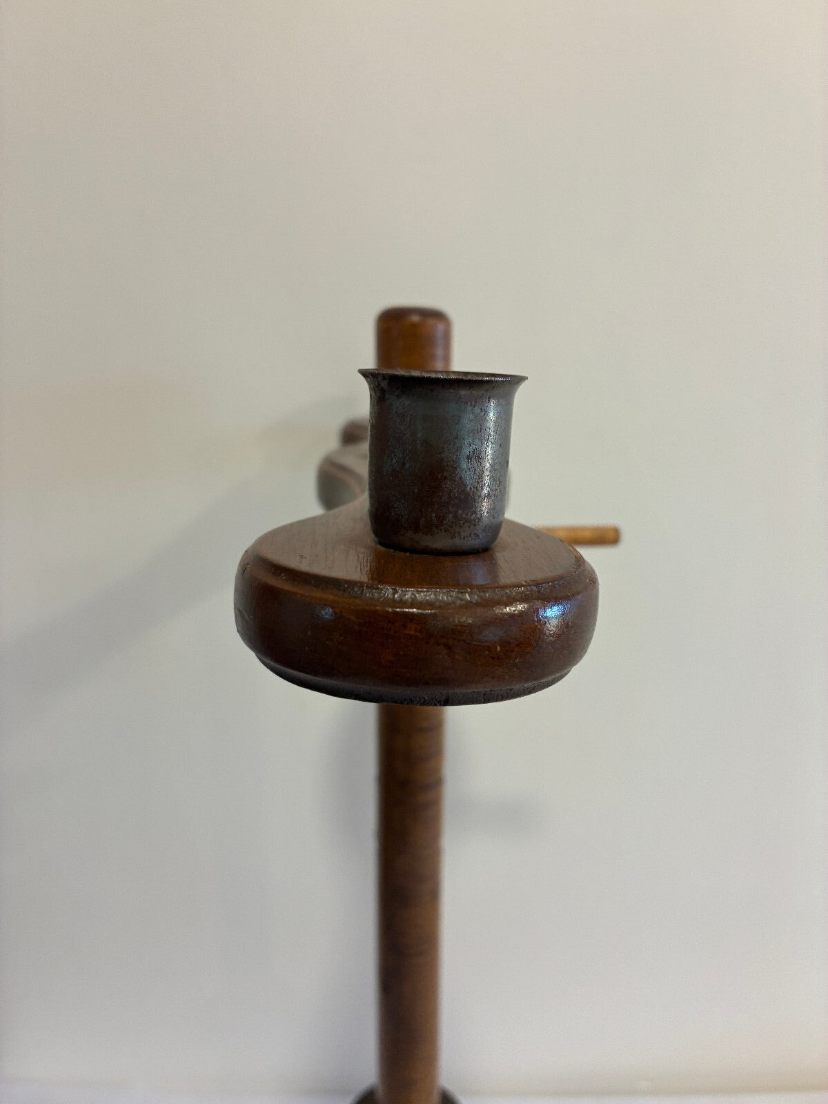 Vintage Wooden Adjustable Height Double Candlestick Holder | Rustic Turned Wood