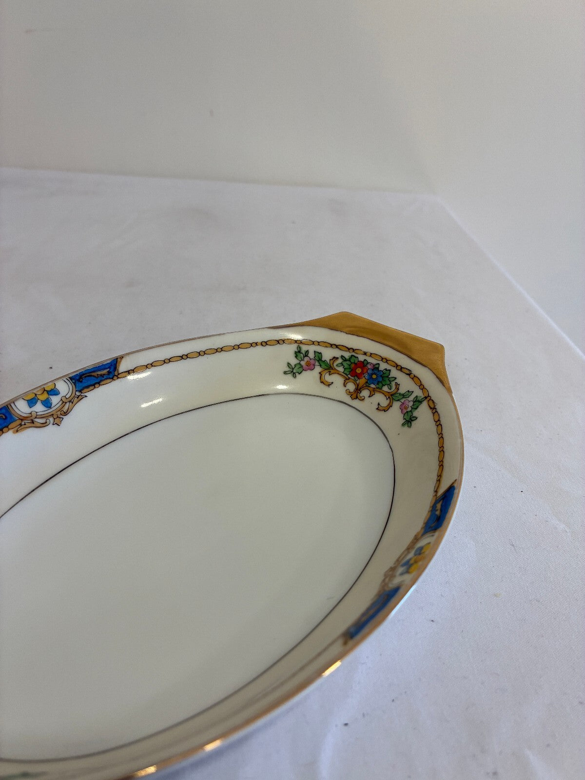 Vintage Meito China Warren Relish Dish, Hand Painted Floral Dish, Gold Handles