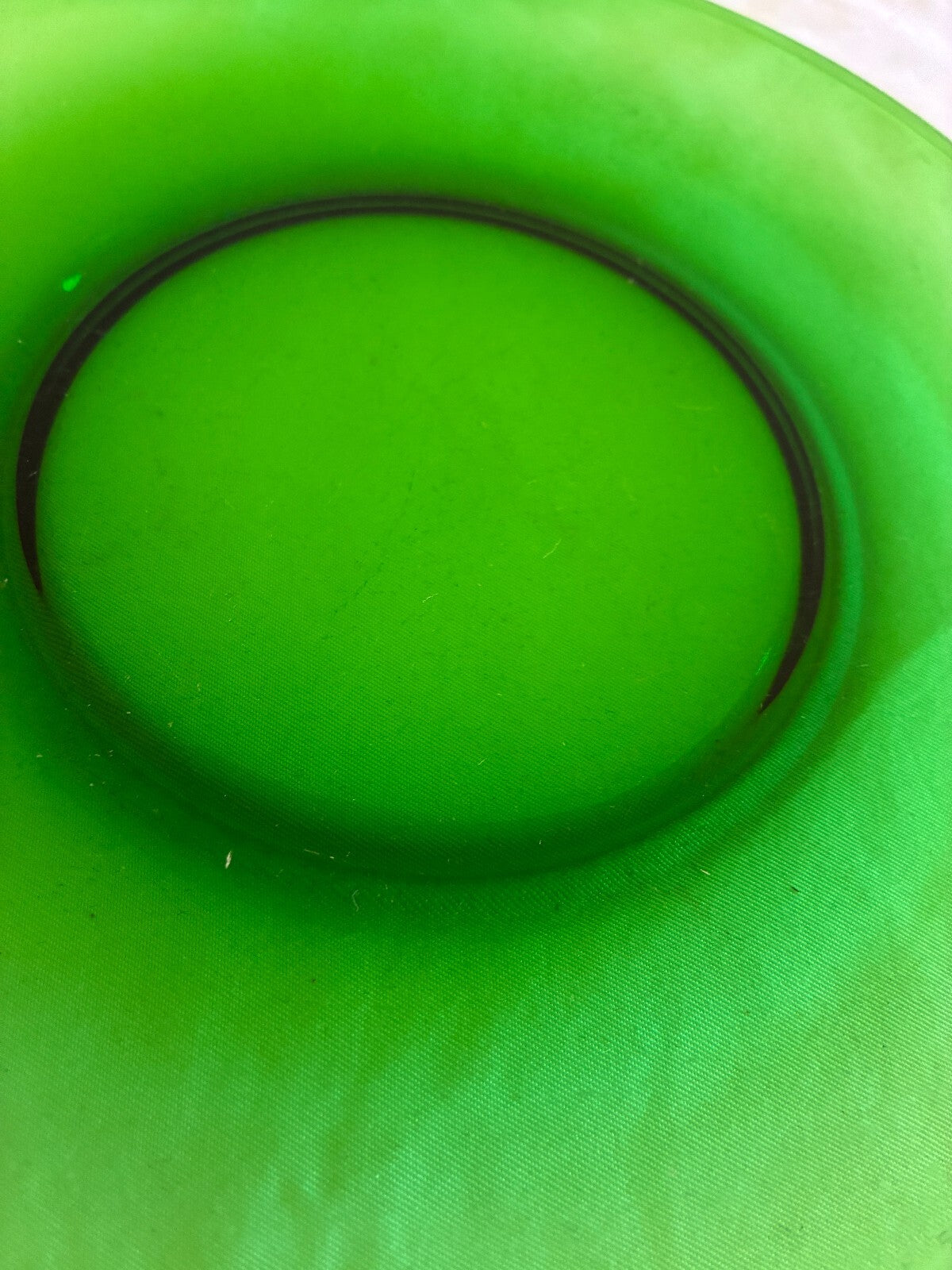 Vintage Set of 4 Green Glass Plates, Vereco France, Emerald Salad Dessert Plate