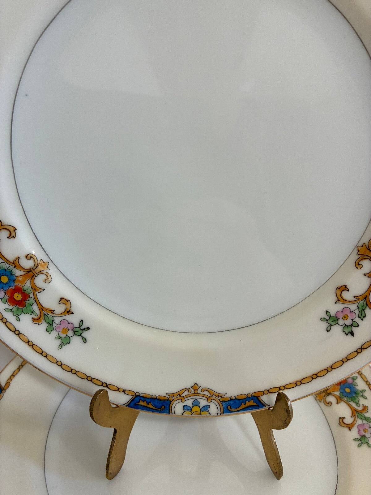Vintage Meito China Warren Salad Plates, Set of 6, Blue and Gold Floral Trim