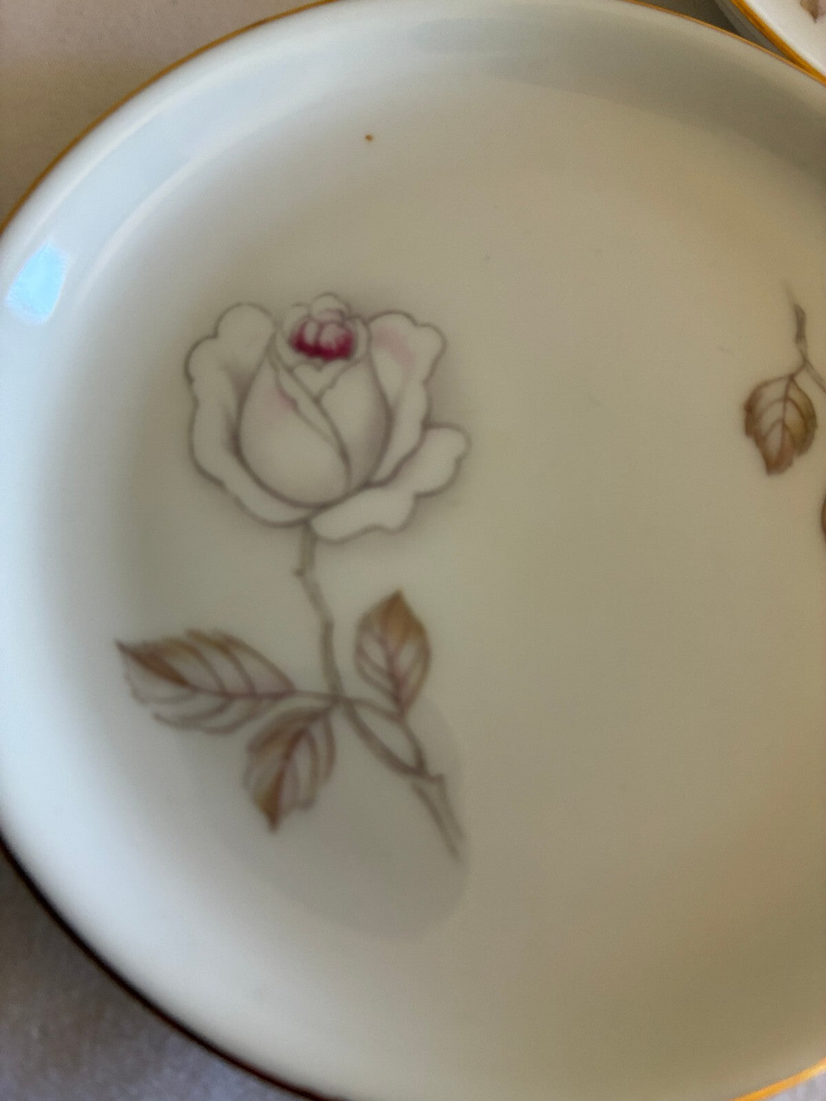 Set of 4 Haviland Sweetheart Rose Butter or Jelly Dishes Gold Trim