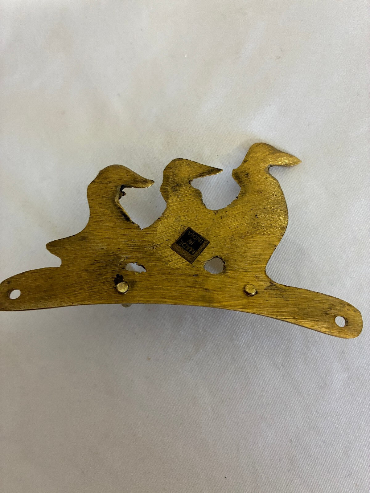 Vintage Brass Three Ducks Wall Hook, Double Key Hook Rack, Farmhouse Cottage