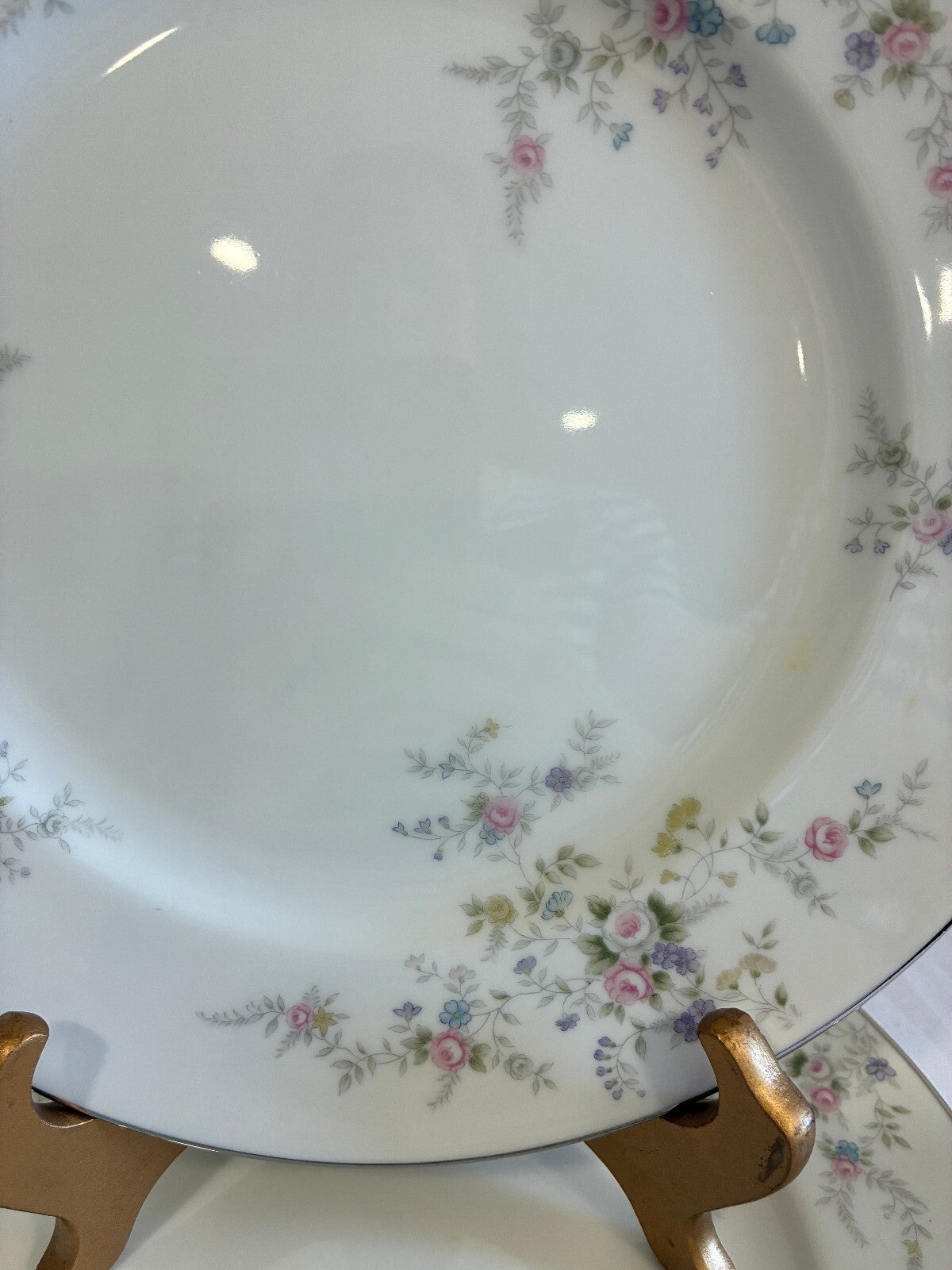 Vintage Wyndham Cambric Fine China Dinner Plates Set of 4 Platinum Rim, Japan