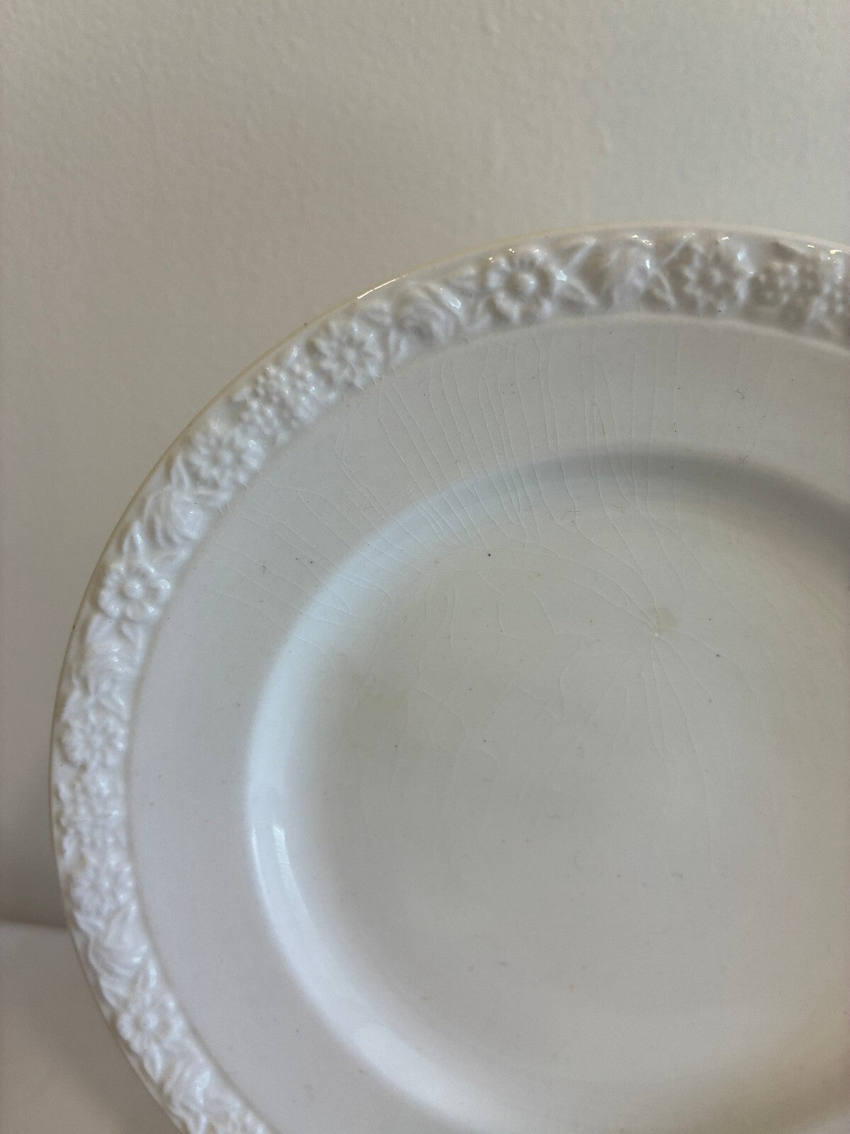 Vintage Wedgwood Hedge Rose Bread Plates Set of 7 White Embossed English China