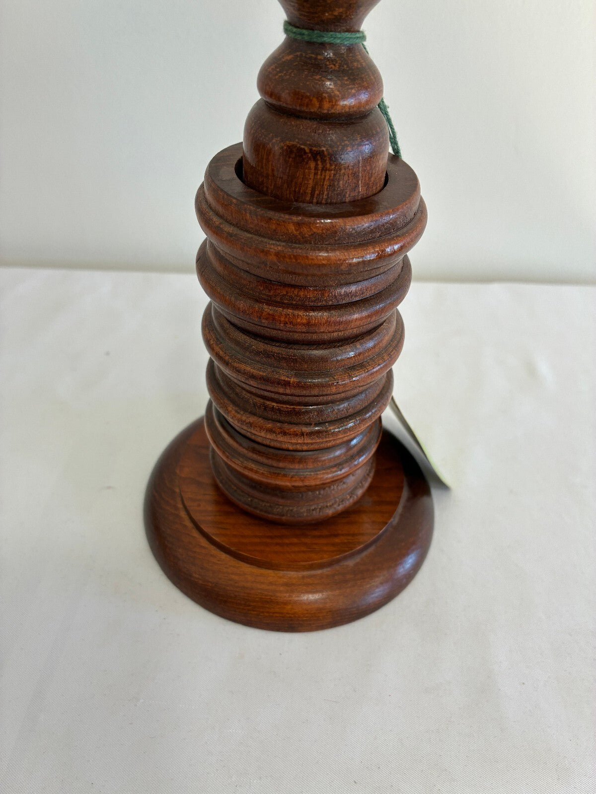 Vintage Wood Napkin Ring Holder Stand with Turned Rings, Cape Craft Pine, USA