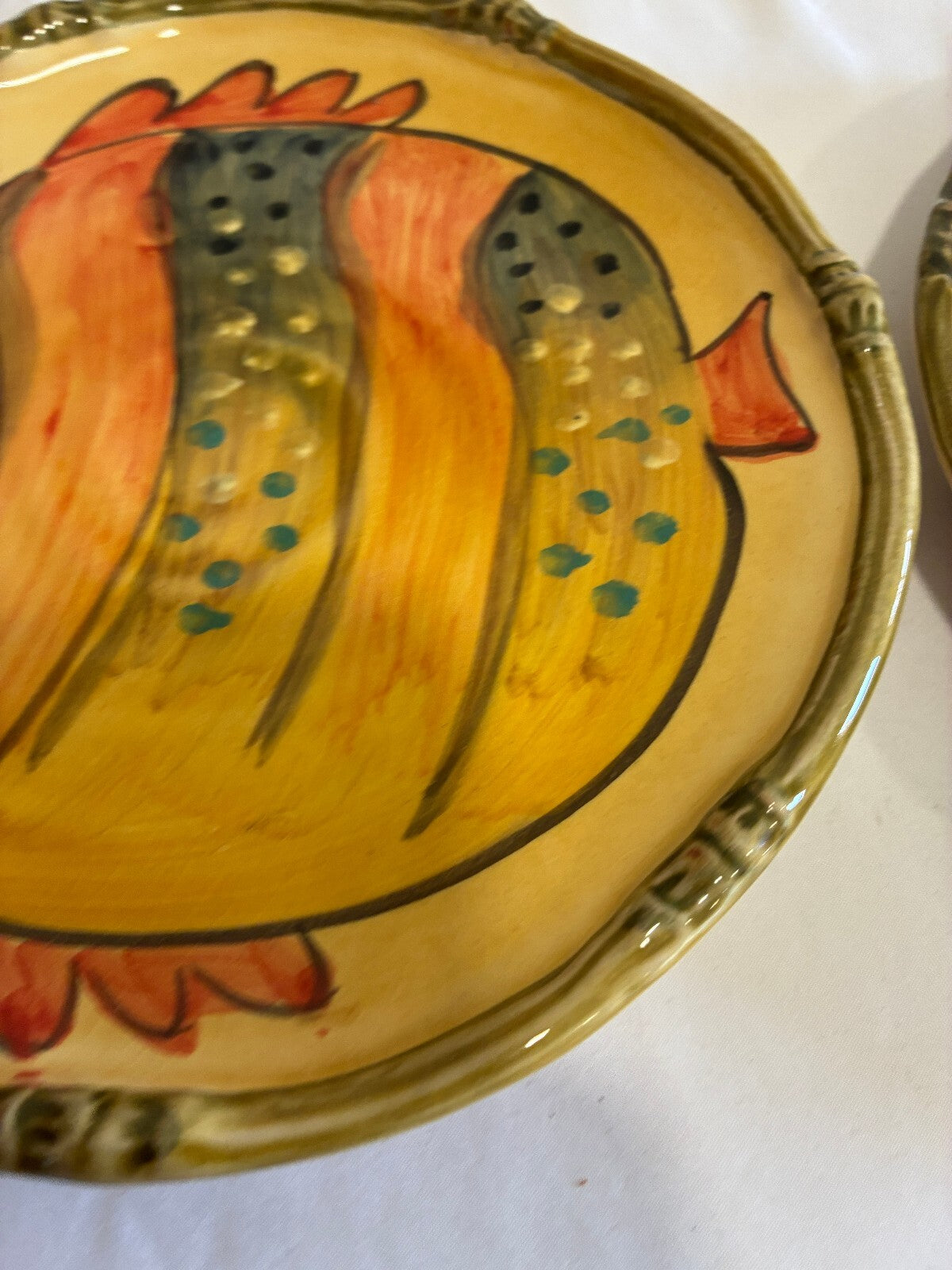 Vintage Italica Ars Italy Fish Plates Set Hand Painted Ceramic Tropical Fish