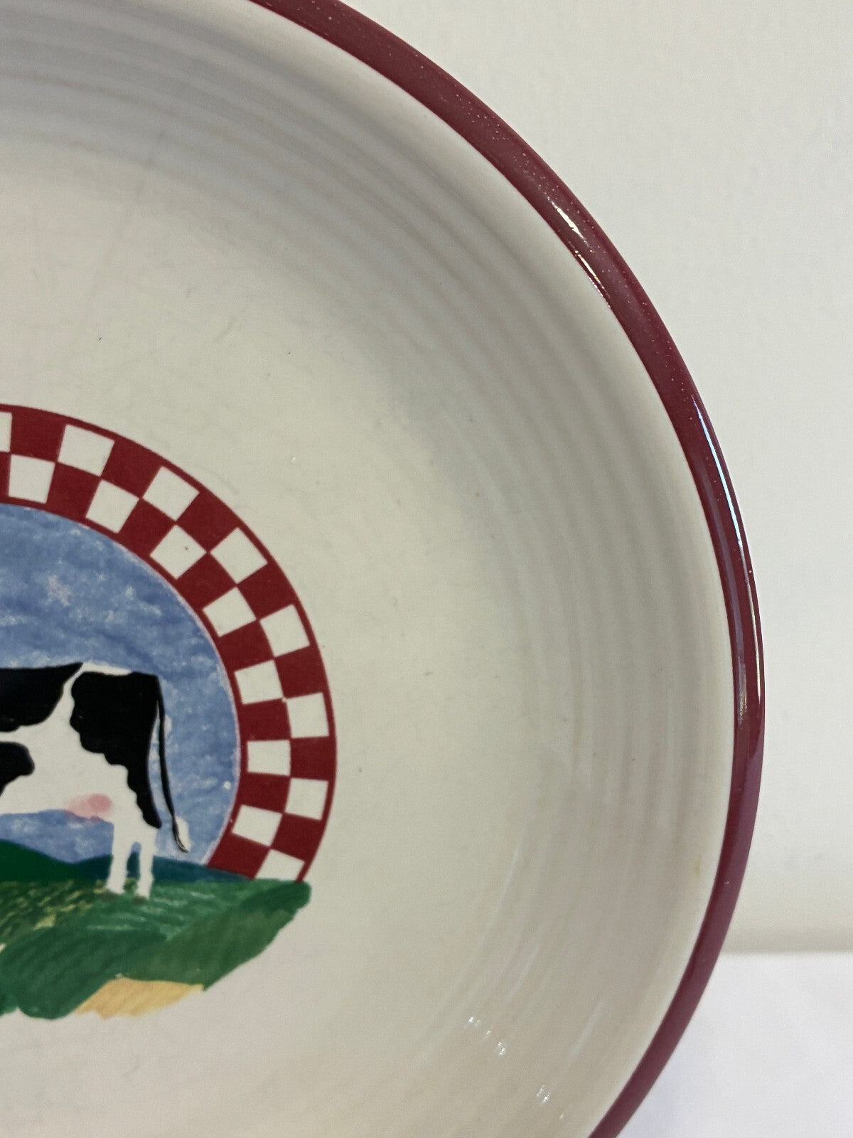 Vintage Fannie's Farm Cow Salad Plates, Set of 2, Century Stoneware