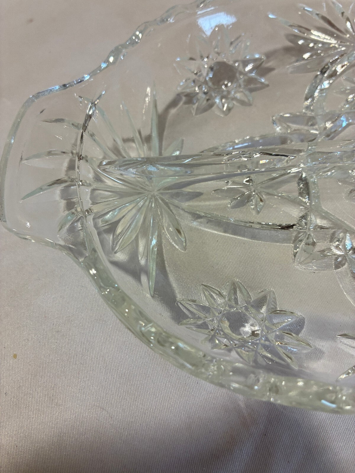 Vintage Anchor Hocking Star of David Oval Relish Dish,Pressed Glass Prescut Tray