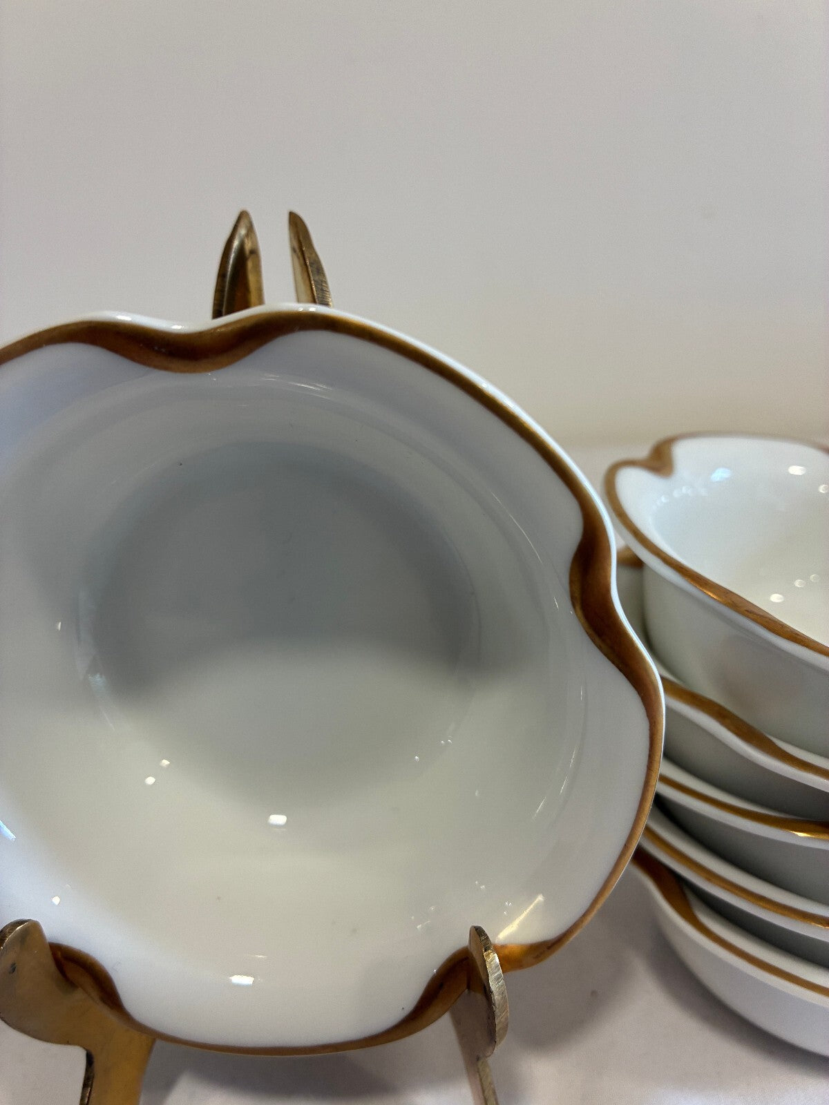 Antique Haviland Limoges Gold Rim Bowls Set of 11, French Porcelain Sauce Dishes