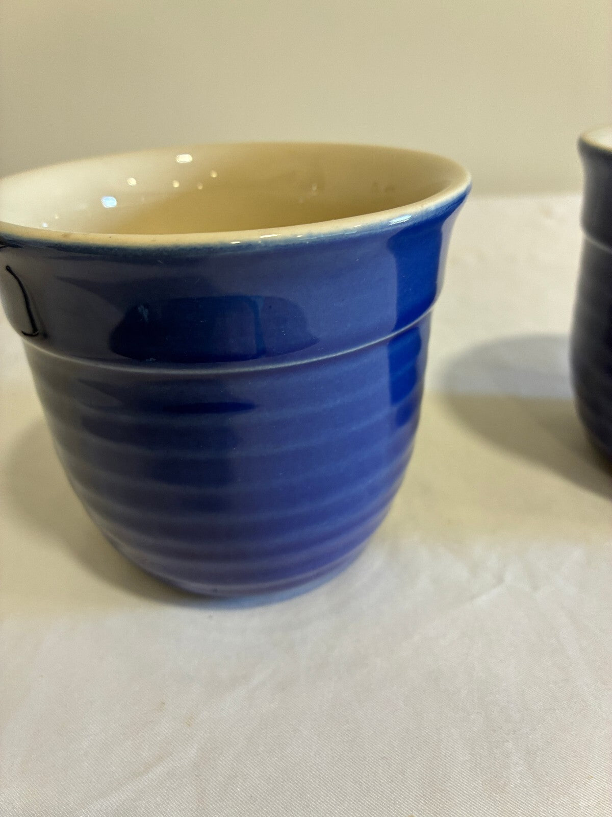 Vintage Emile Henry Cobalt Blue Stoneware Mugs, Set of 2 | Made in France