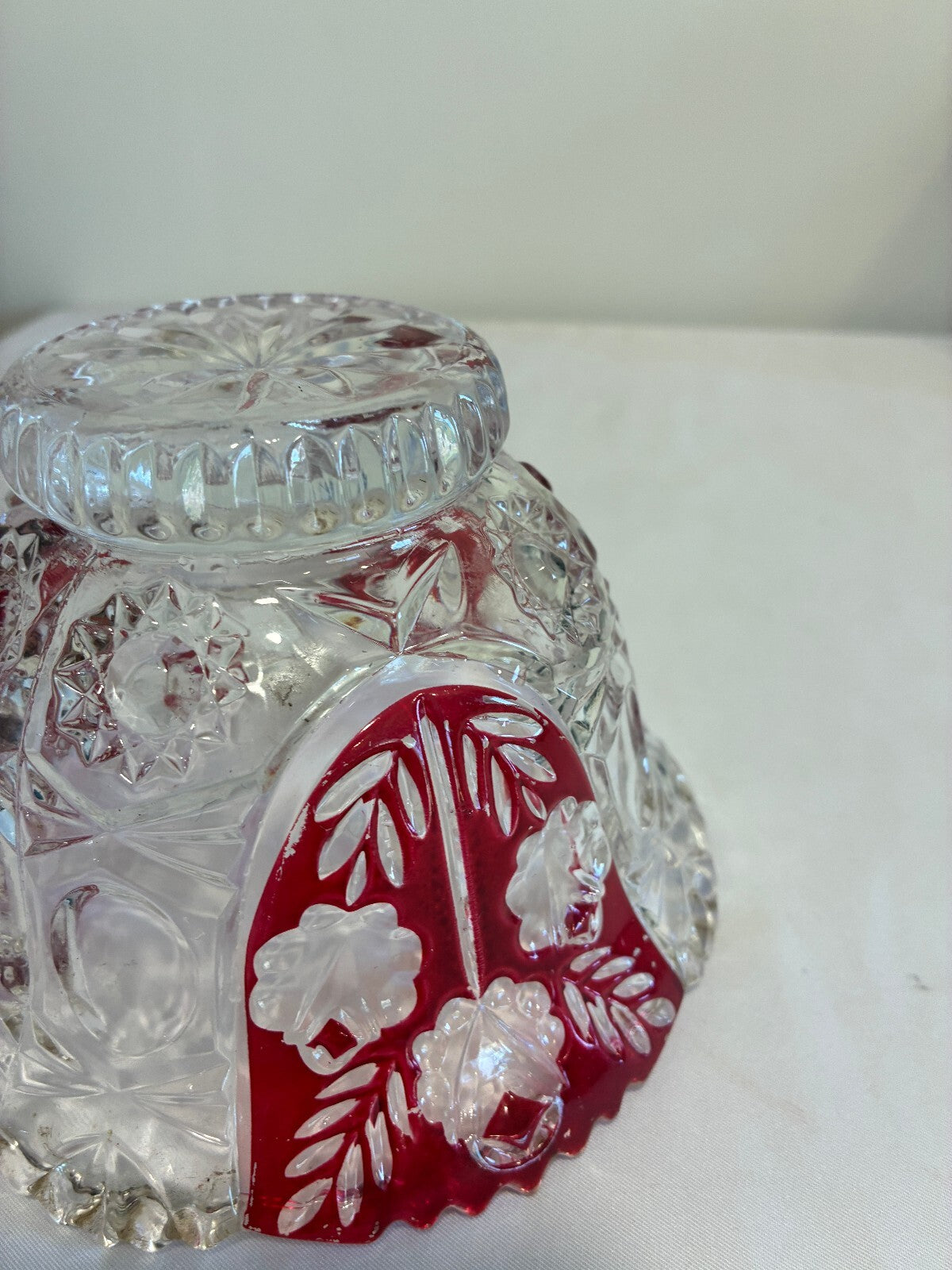Vintage 5th Avenue Rosalina Red Cut Glass Bowl Ruby Flash