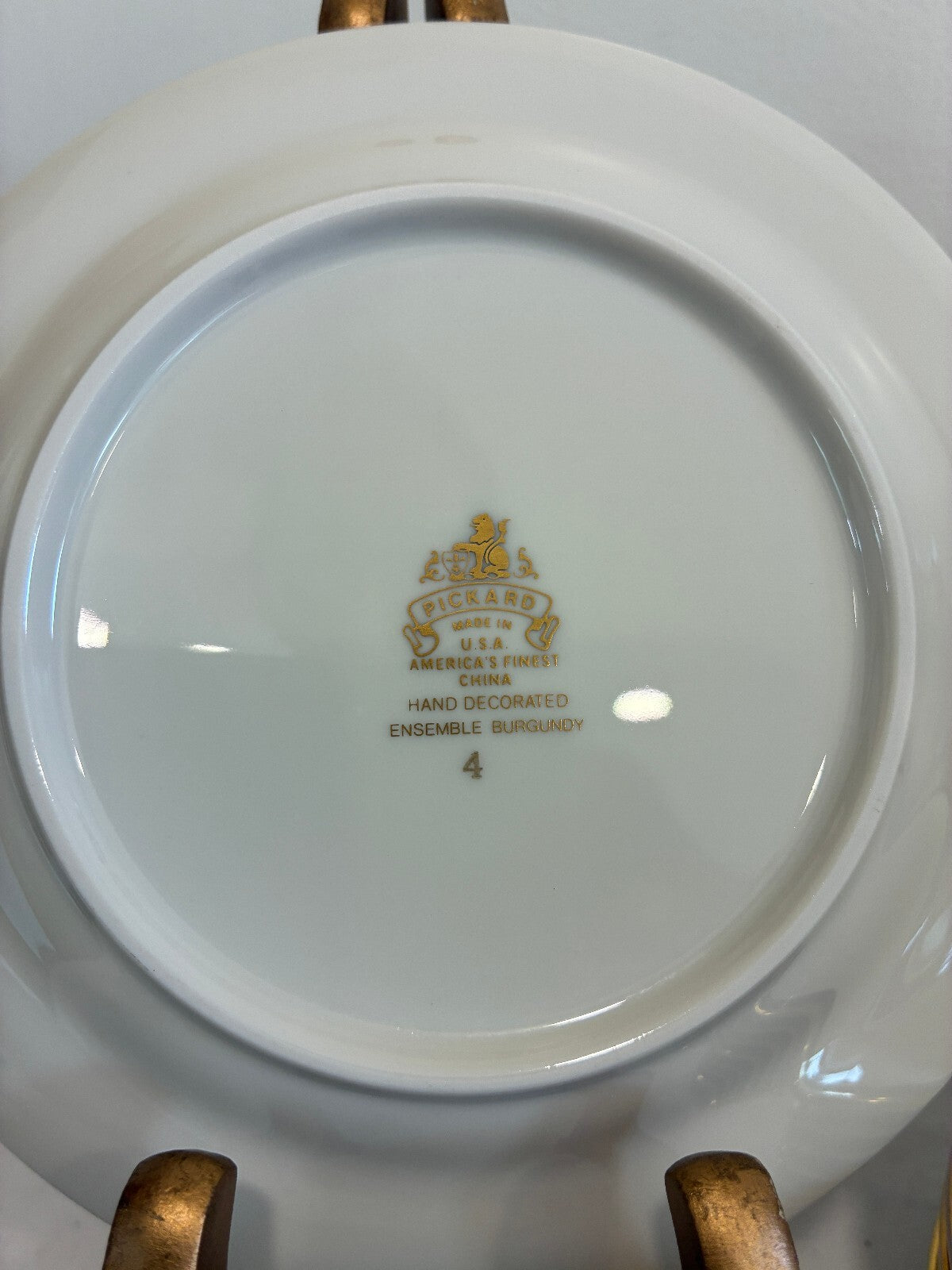 Vintage Pickard Fine China Bread Plates, Set of 8, Burgundy & Gold